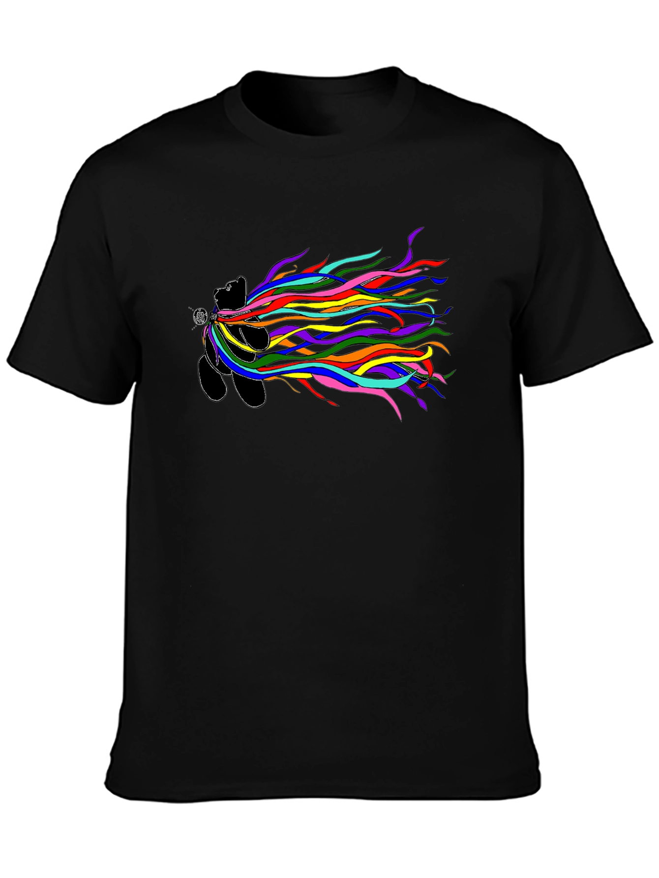 Rainbow Streamer Bear Black Tee