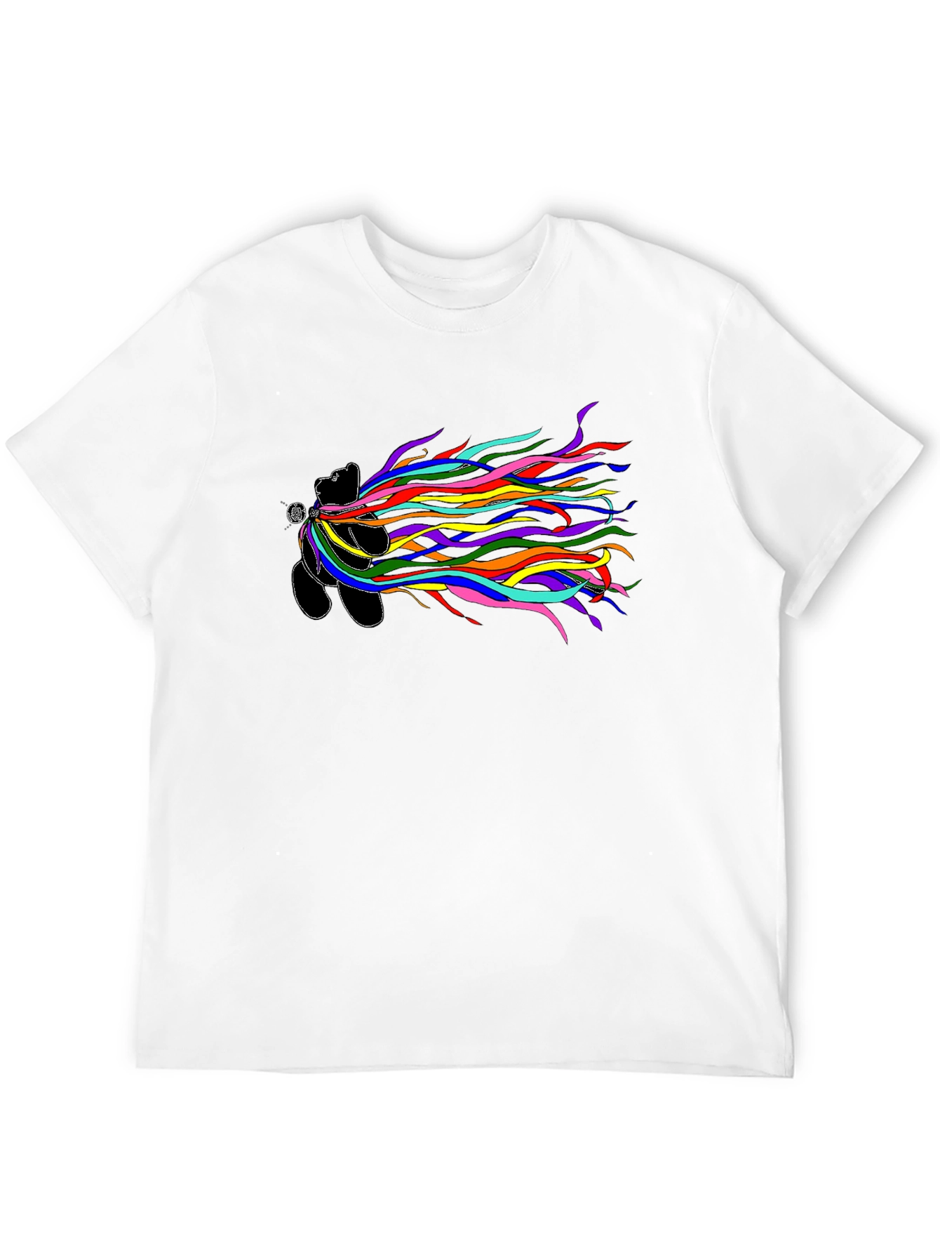 Rainbow Streamer Bear Black Tee
