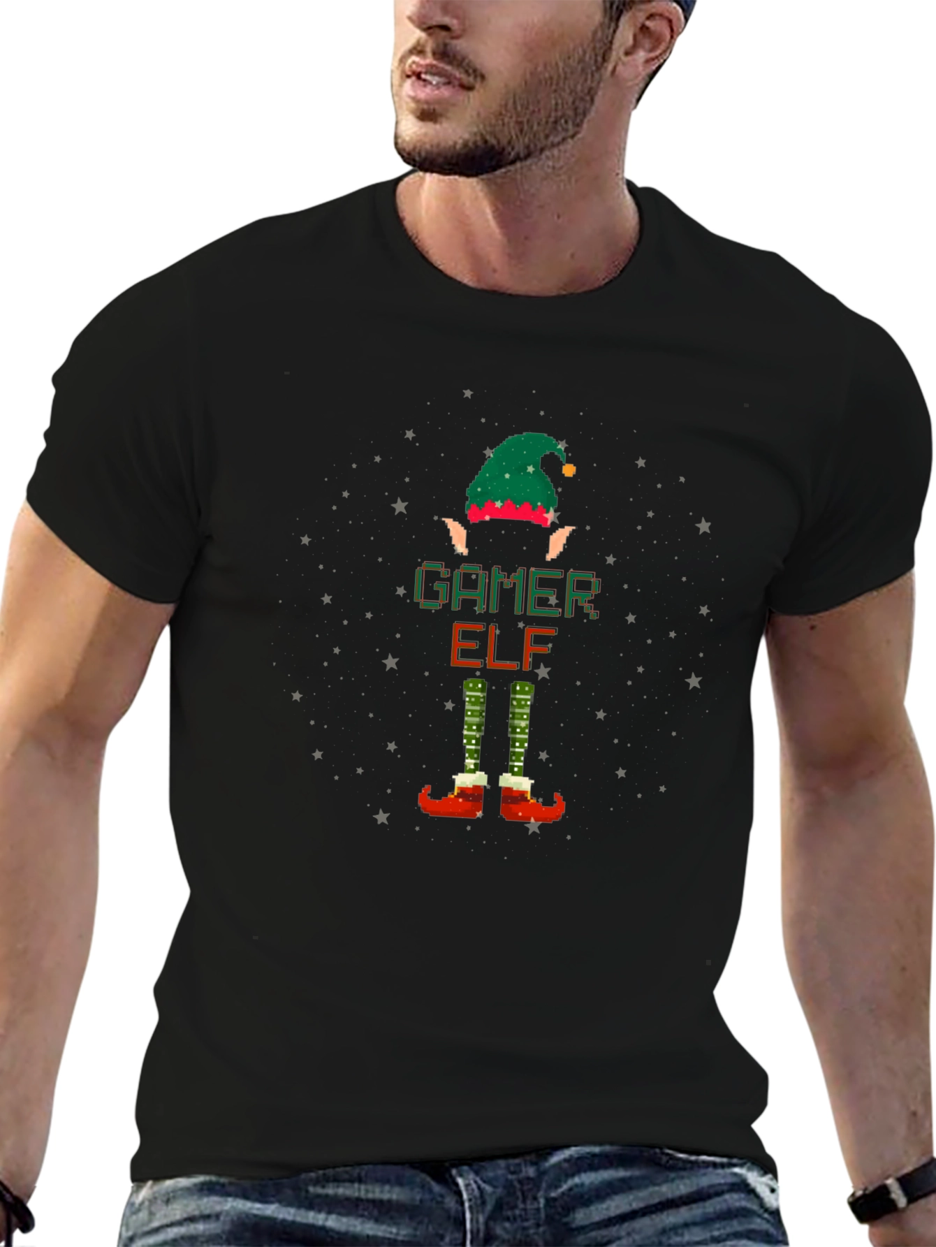 Gamer Elf Christmas T-Shirt - Pixelated Holiday Fun