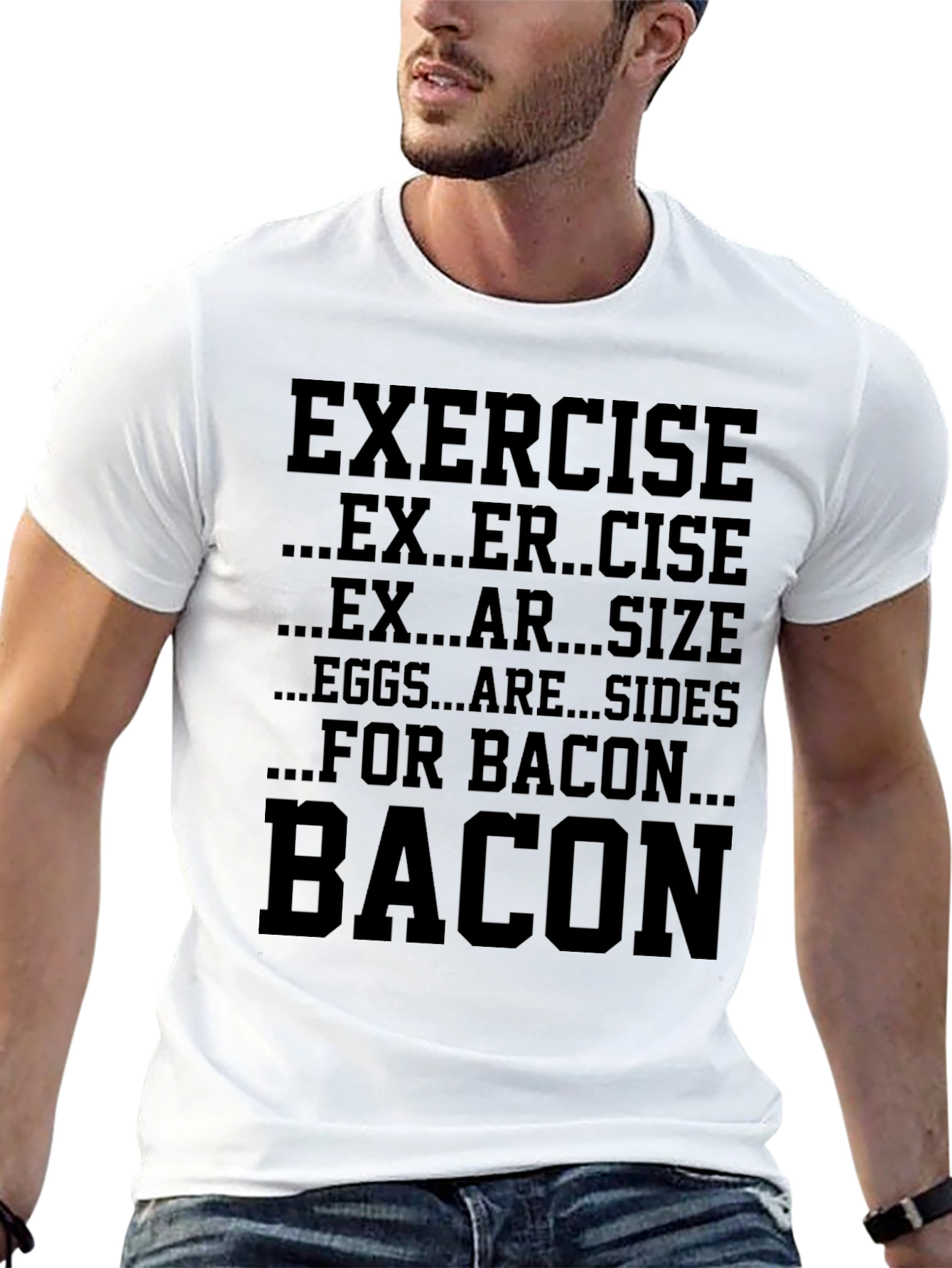 Exercise? Bacon Black Graphic Tee
