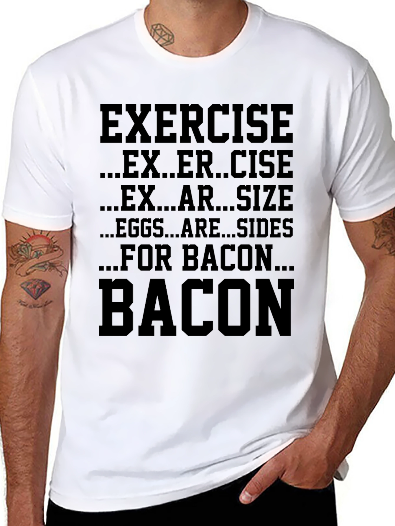 Exercise? Bacon Black Graphic Tee