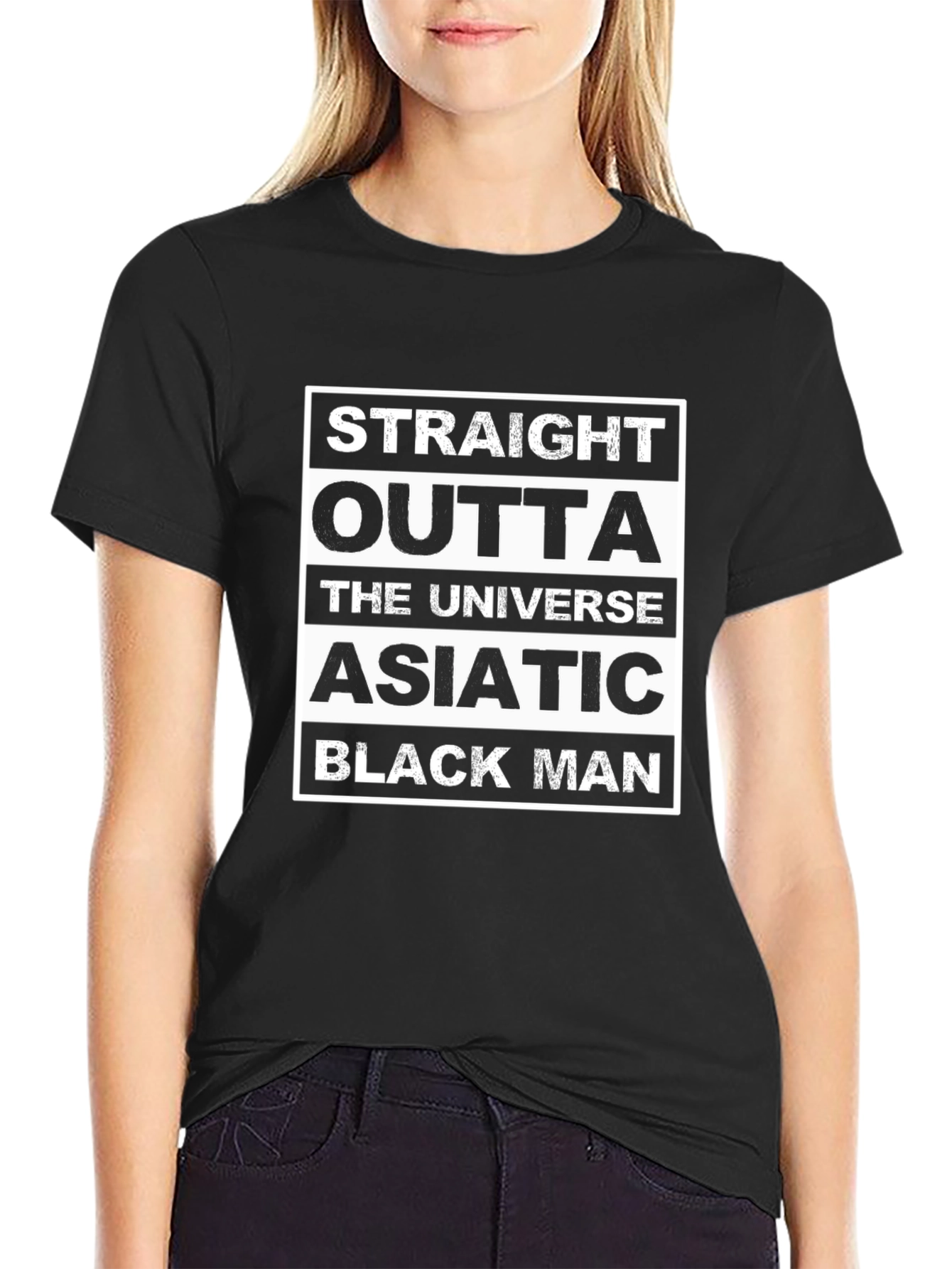 Straight Outta the Universe Asiatic Black Man T-Shirt