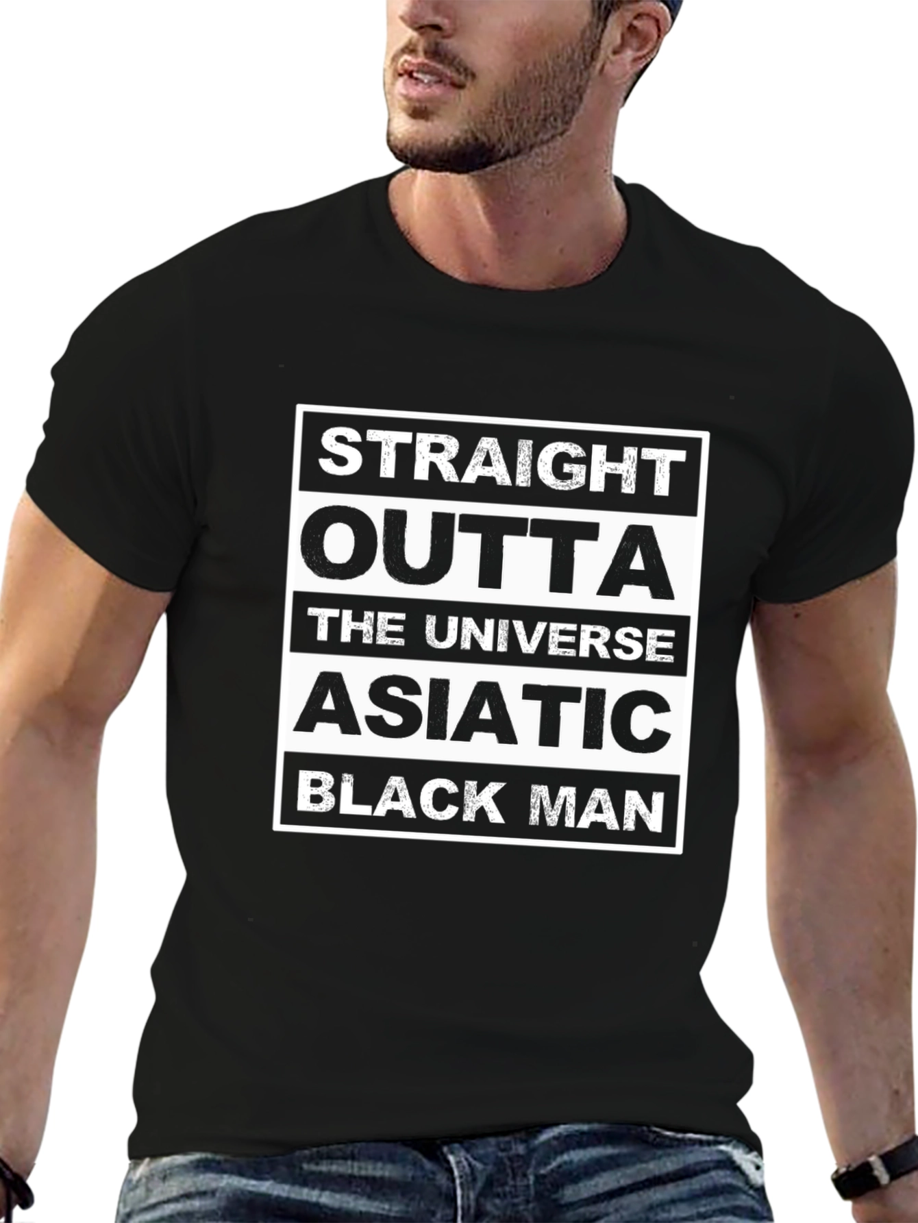 Straight Outta the Universe Asiatic Black Man T-Shirt