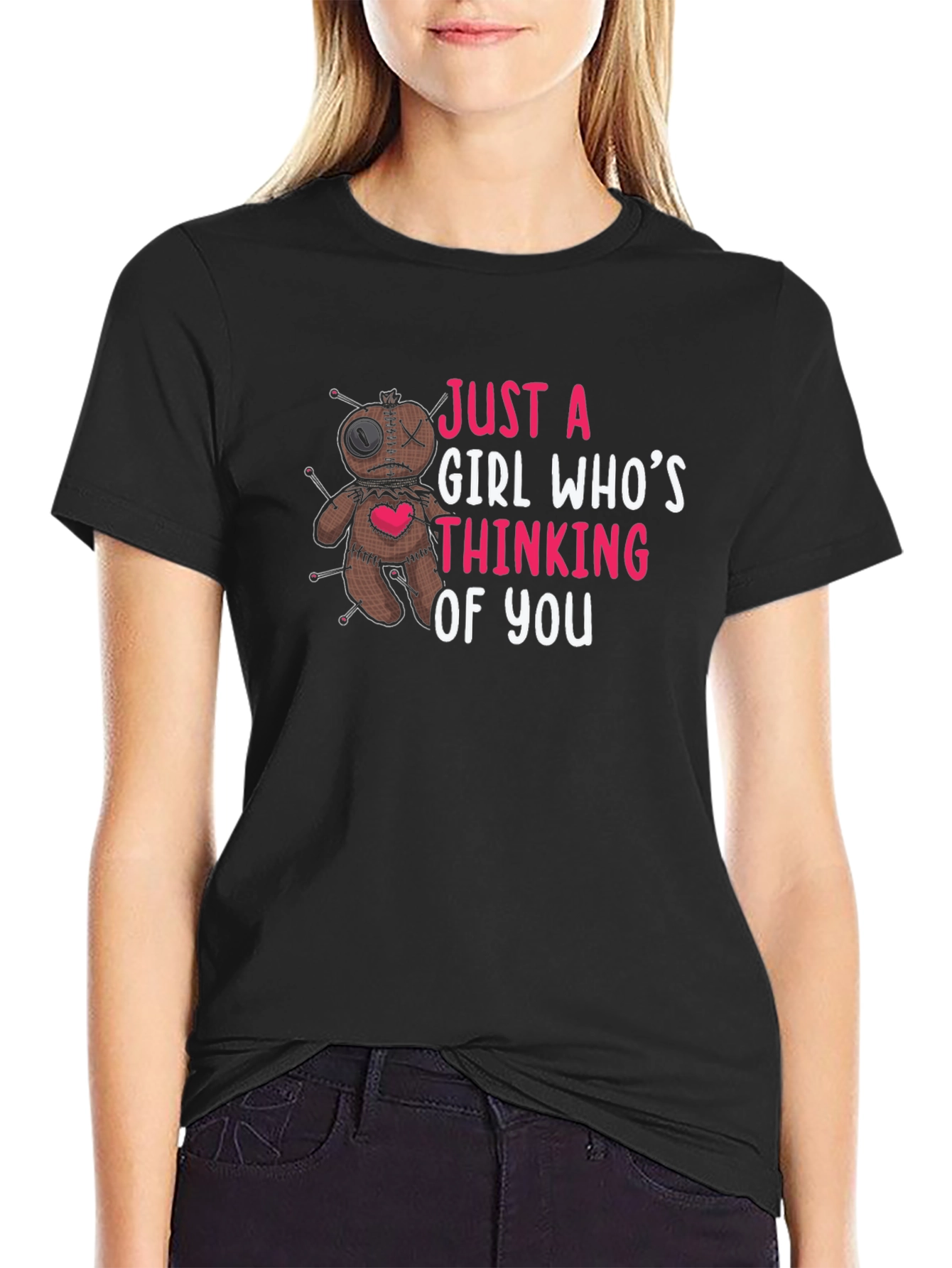 Just a Girl Voodoo Doll Graphic T-Shirt
