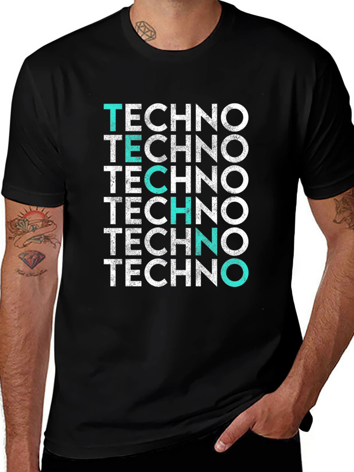 Techno Stacked Graphic Print T-Shirt