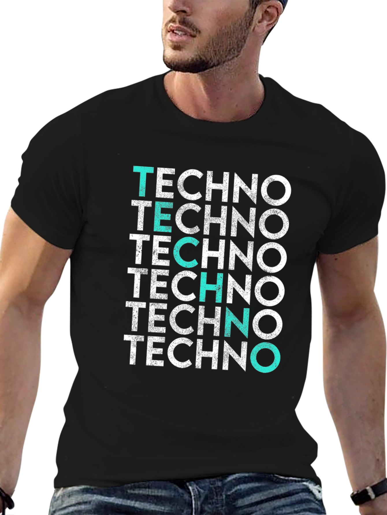 Techno Stacked Graphic Print T-Shirt
