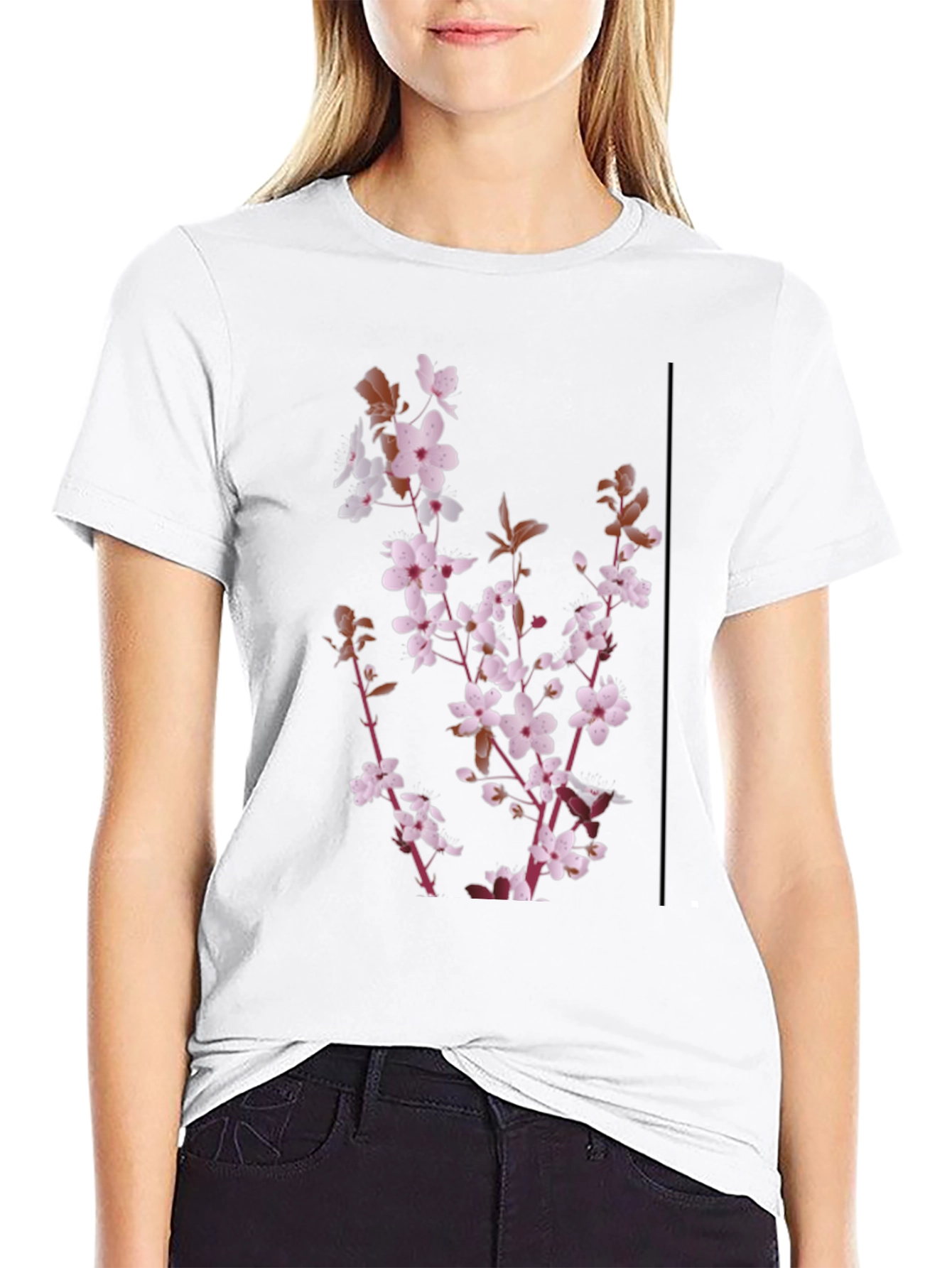 Floral Print Mens Black T-Shirt