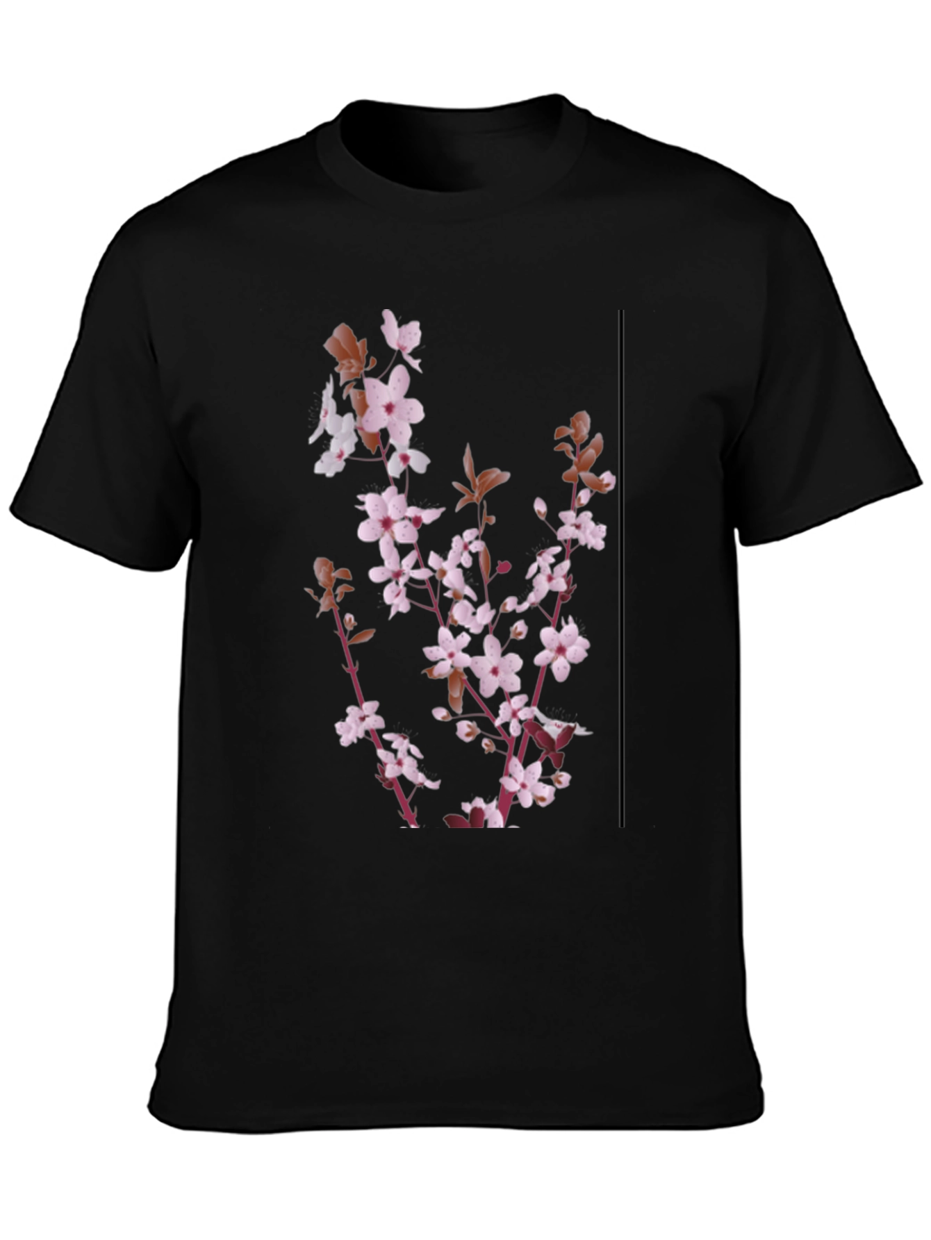 Floral Print Mens Black T-Shirt