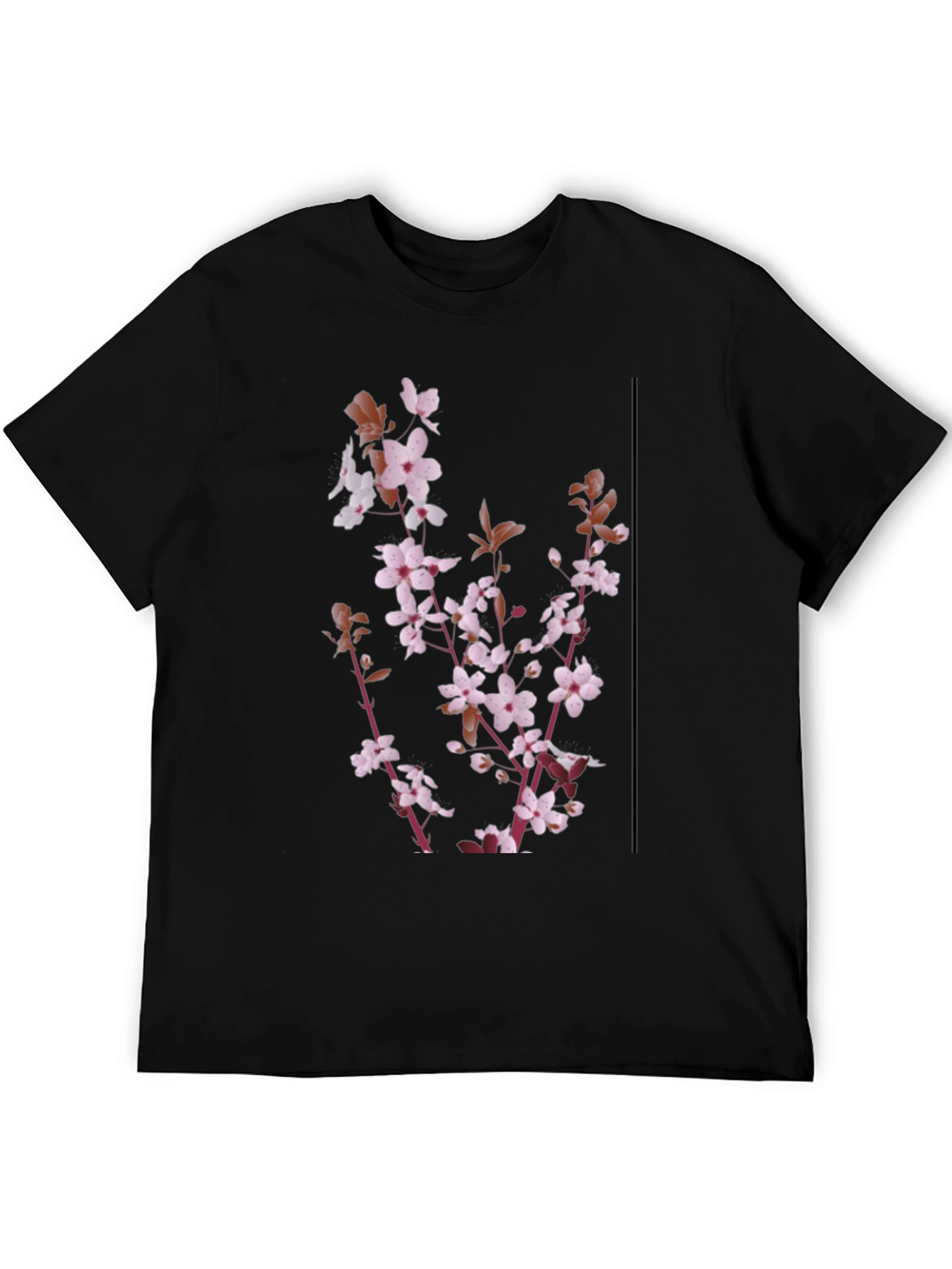 Floral Print Mens Black T-Shirt