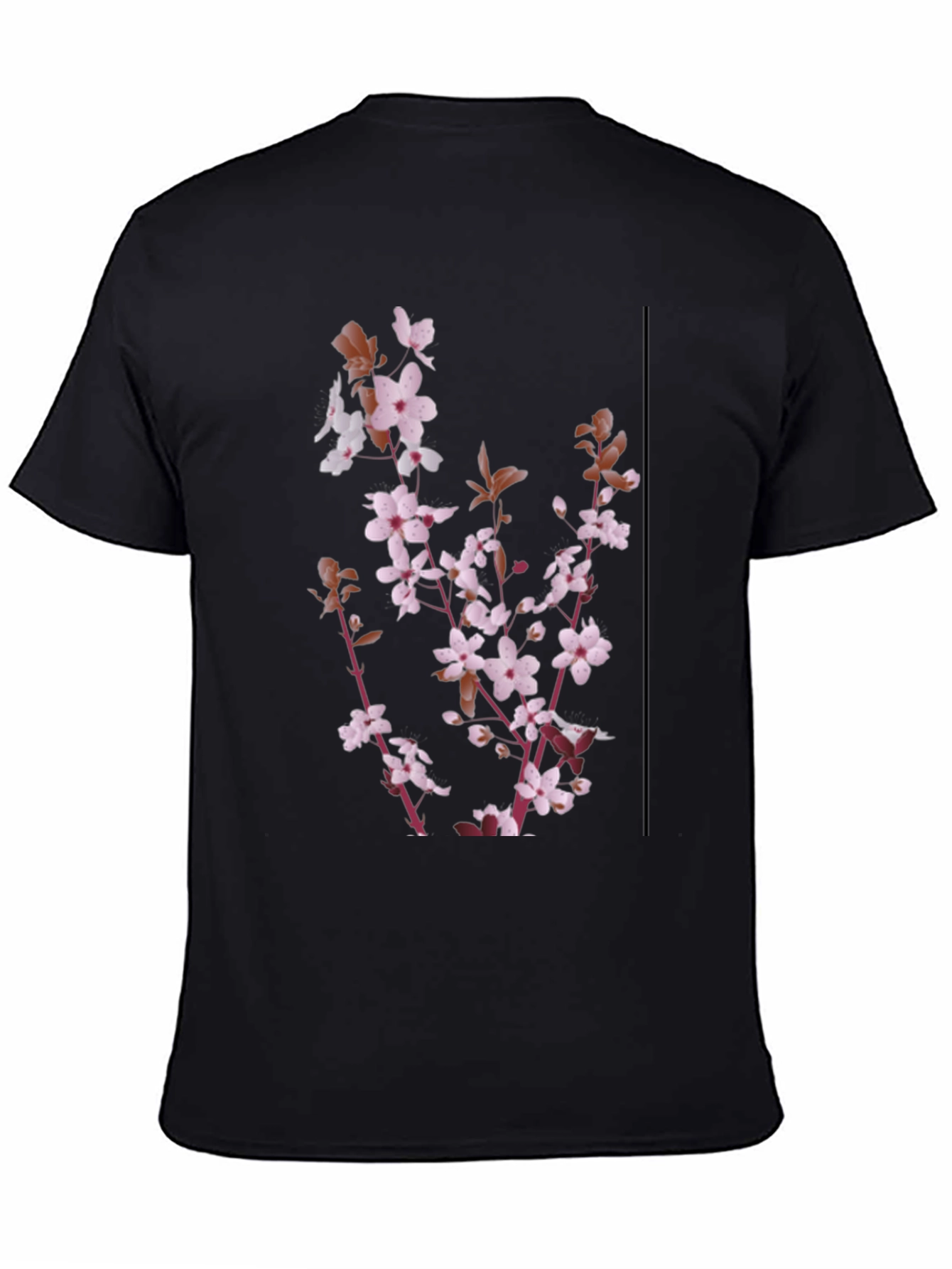 Floral Print Mens Black T-Shirt