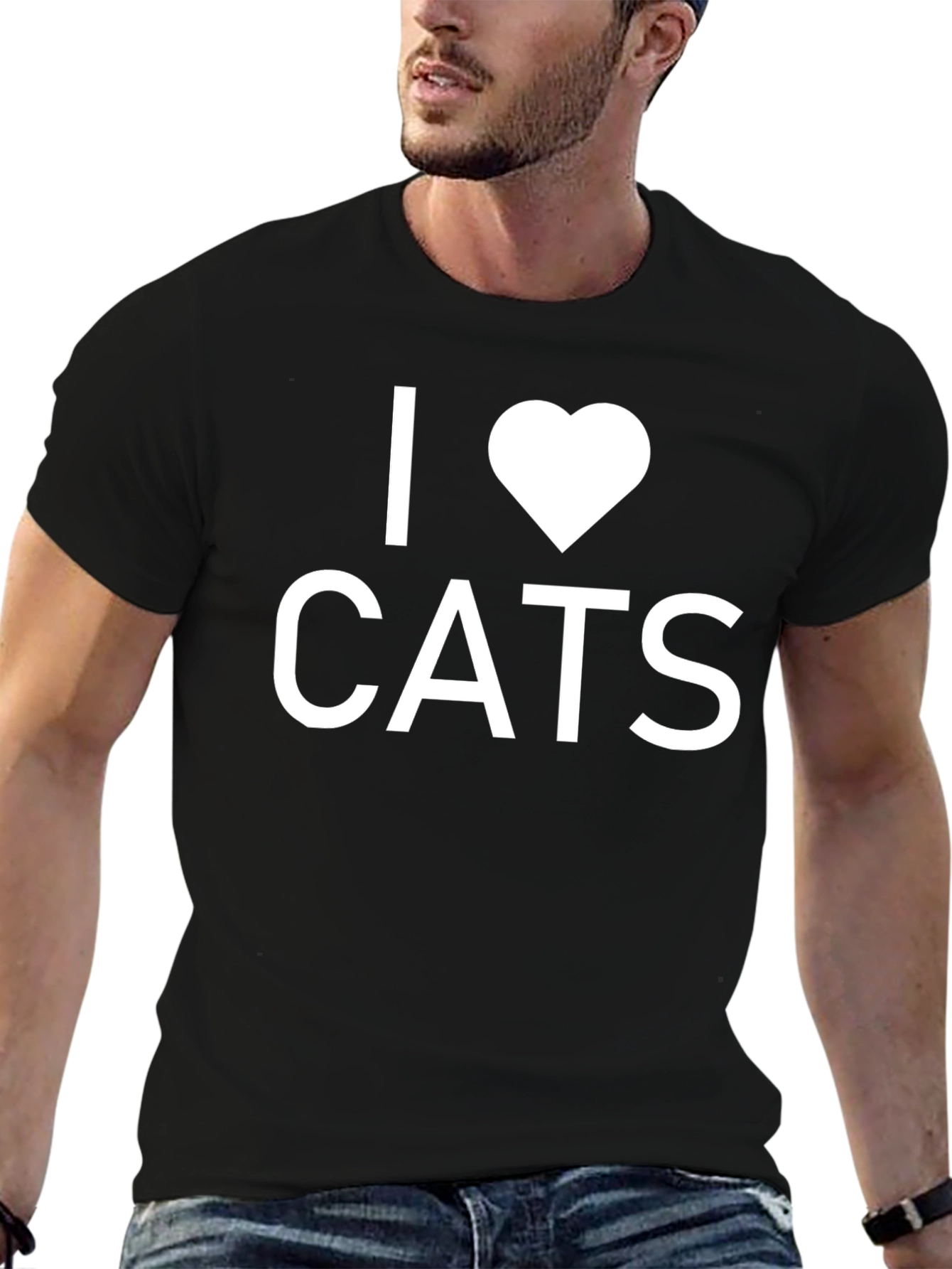 I Heart Cats Black T-Shirt - Unisex Design