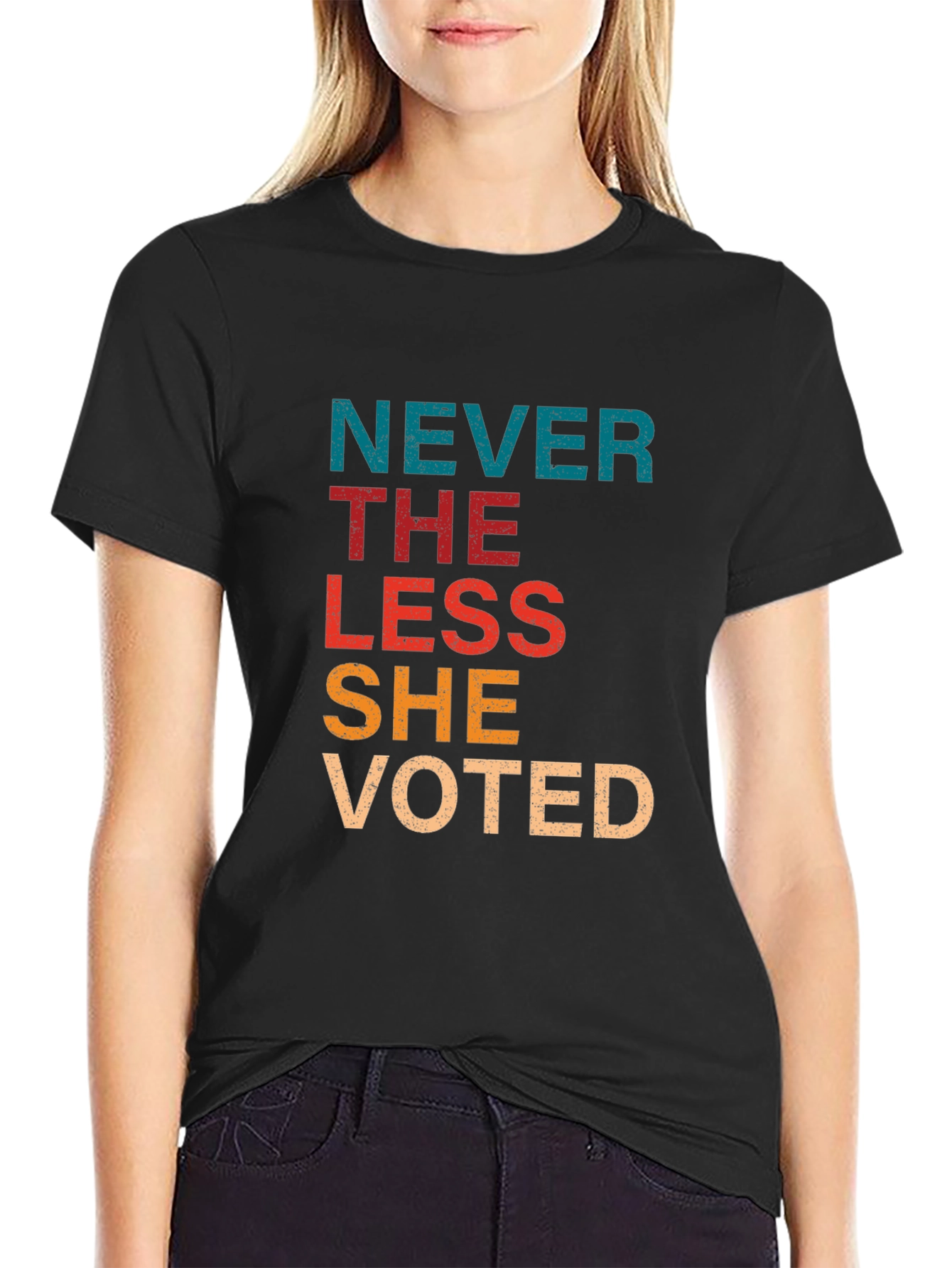 Never The Less She Voted Black T-Shirt