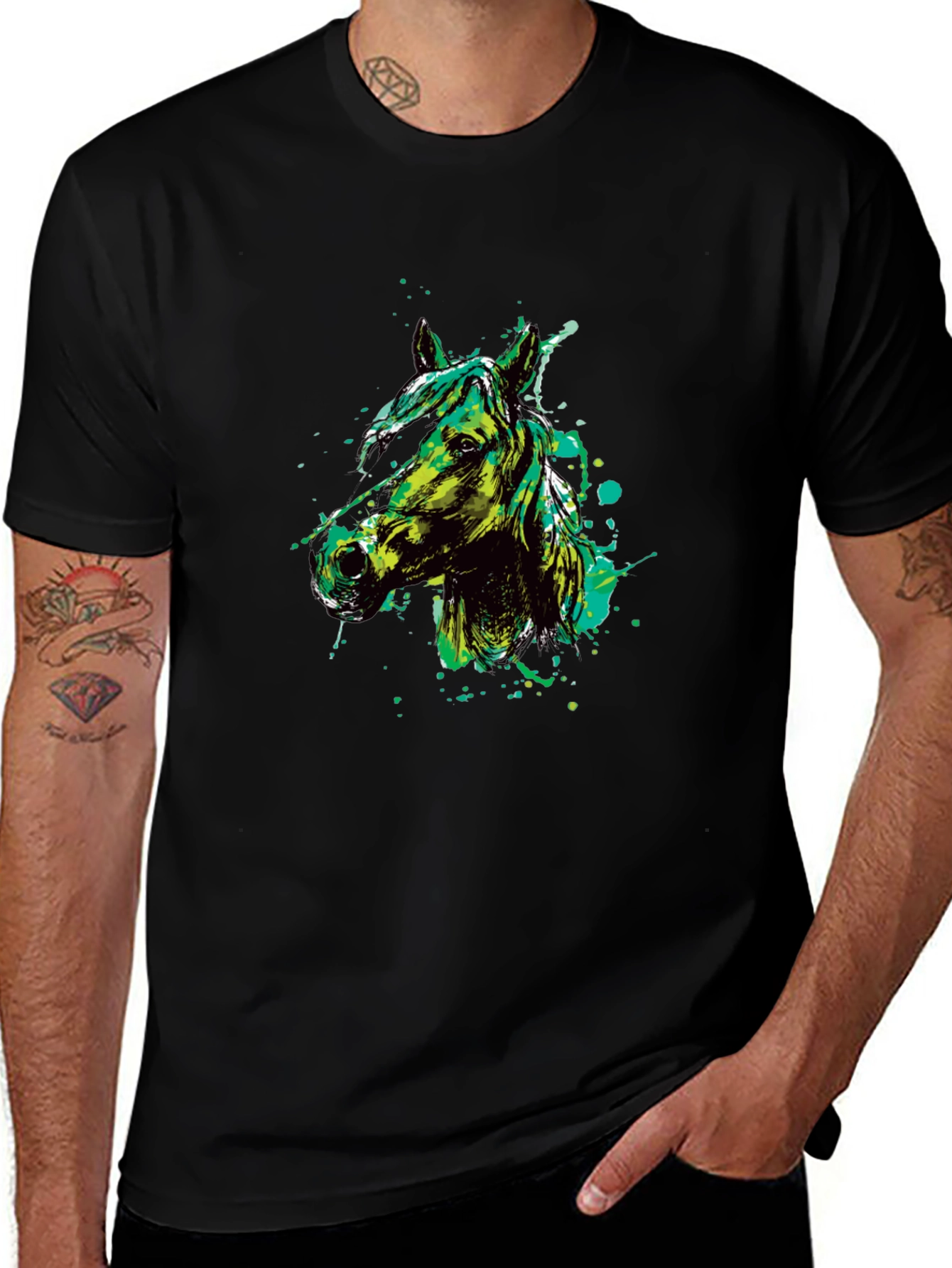 Horse Graphic Print Crew Neck T-Shirt