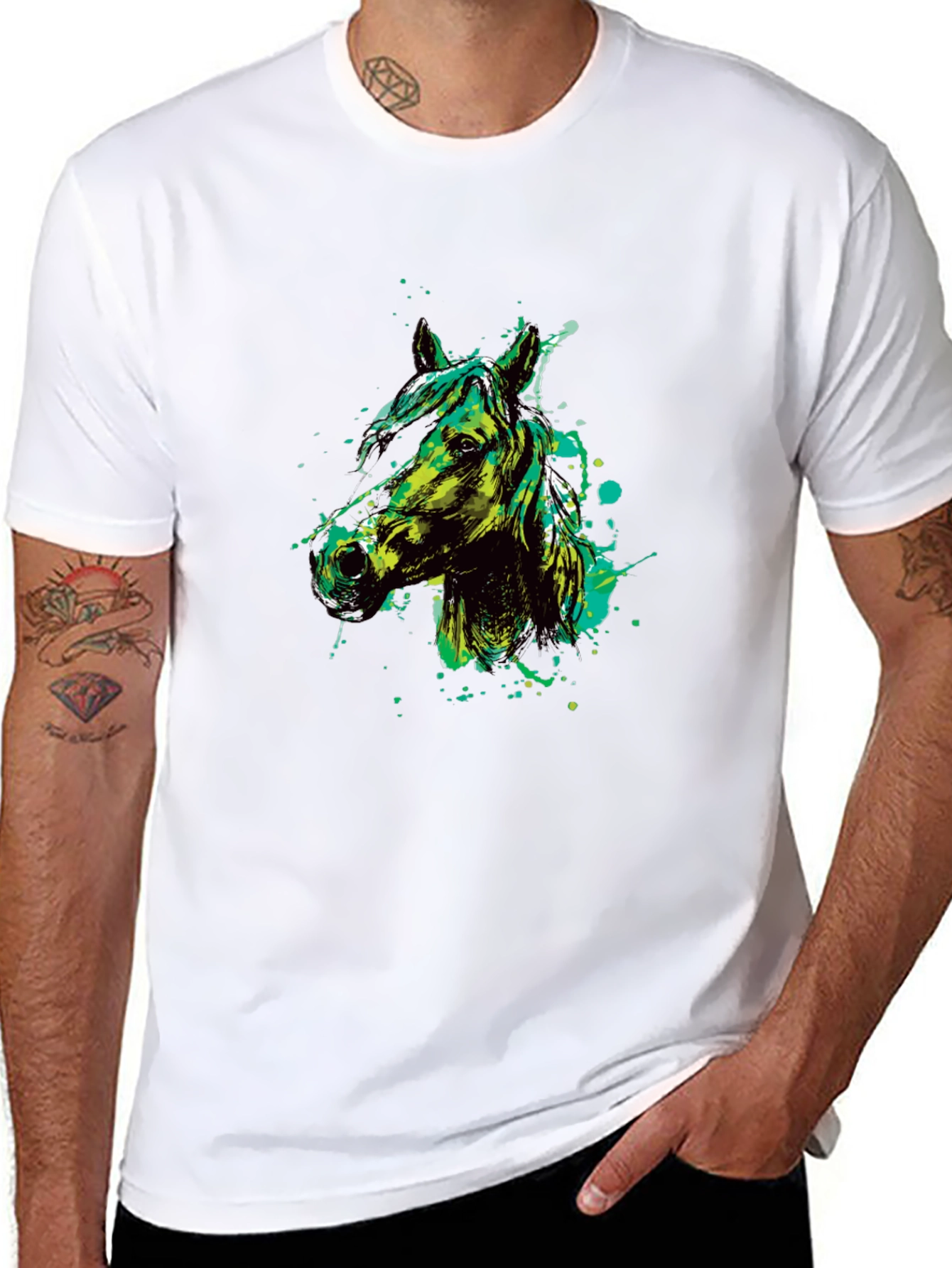 Horse Graphic Print Crew Neck T-Shirt