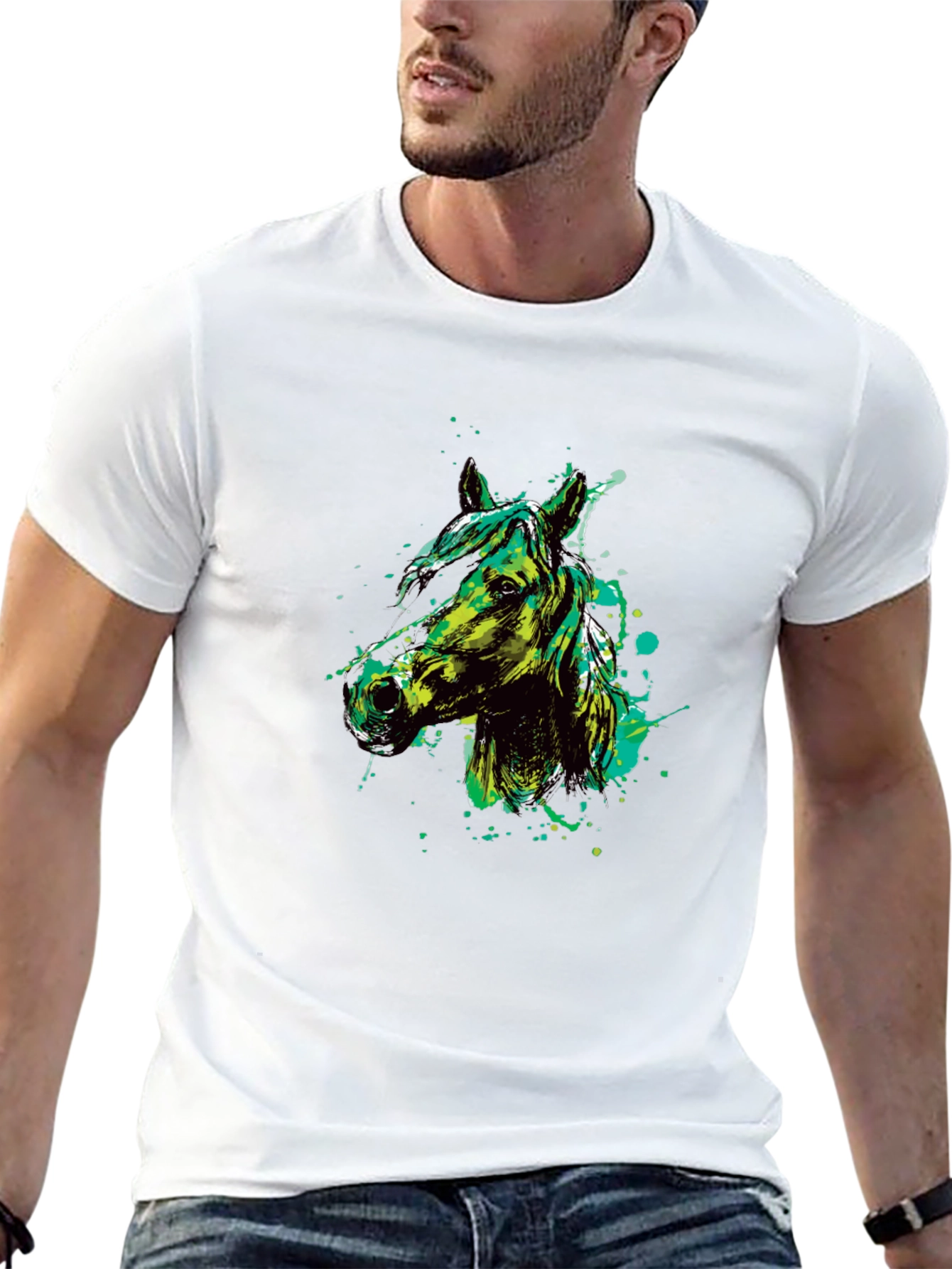 Horse Graphic Print Crew Neck T-Shirt