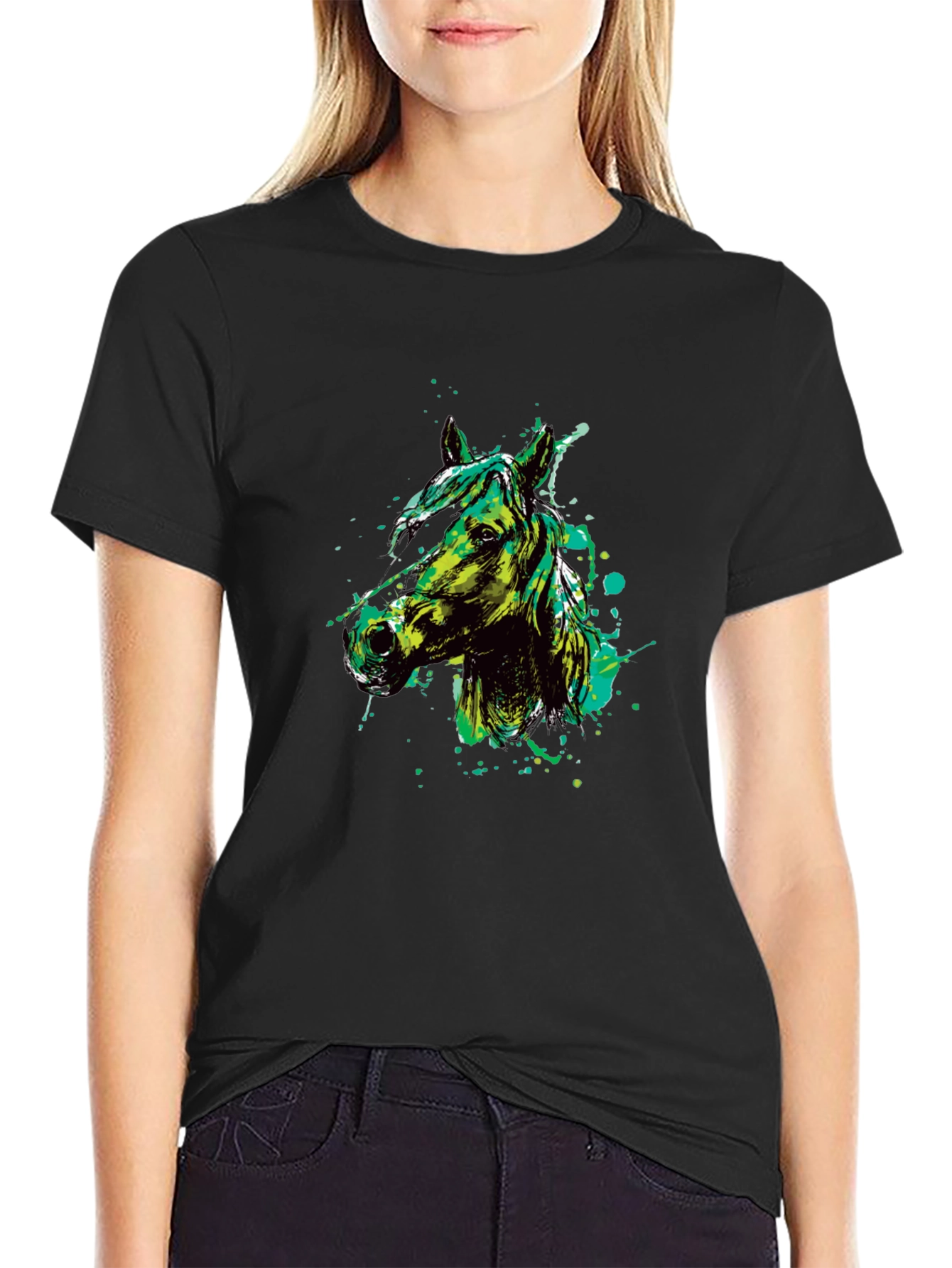Horse Graphic Print Crew Neck T-Shirt