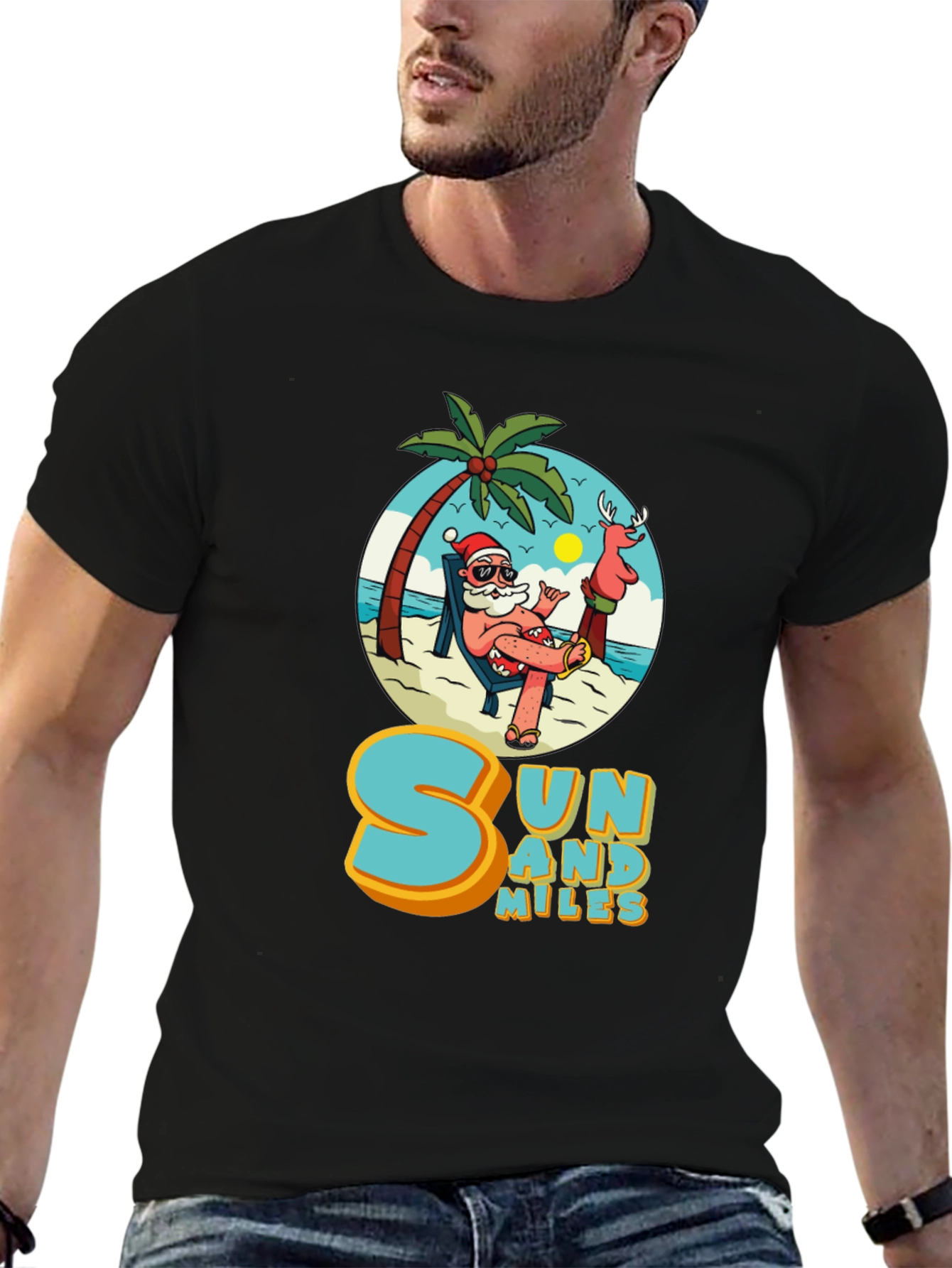 Sun and Miles Beach Santa T-Shirt