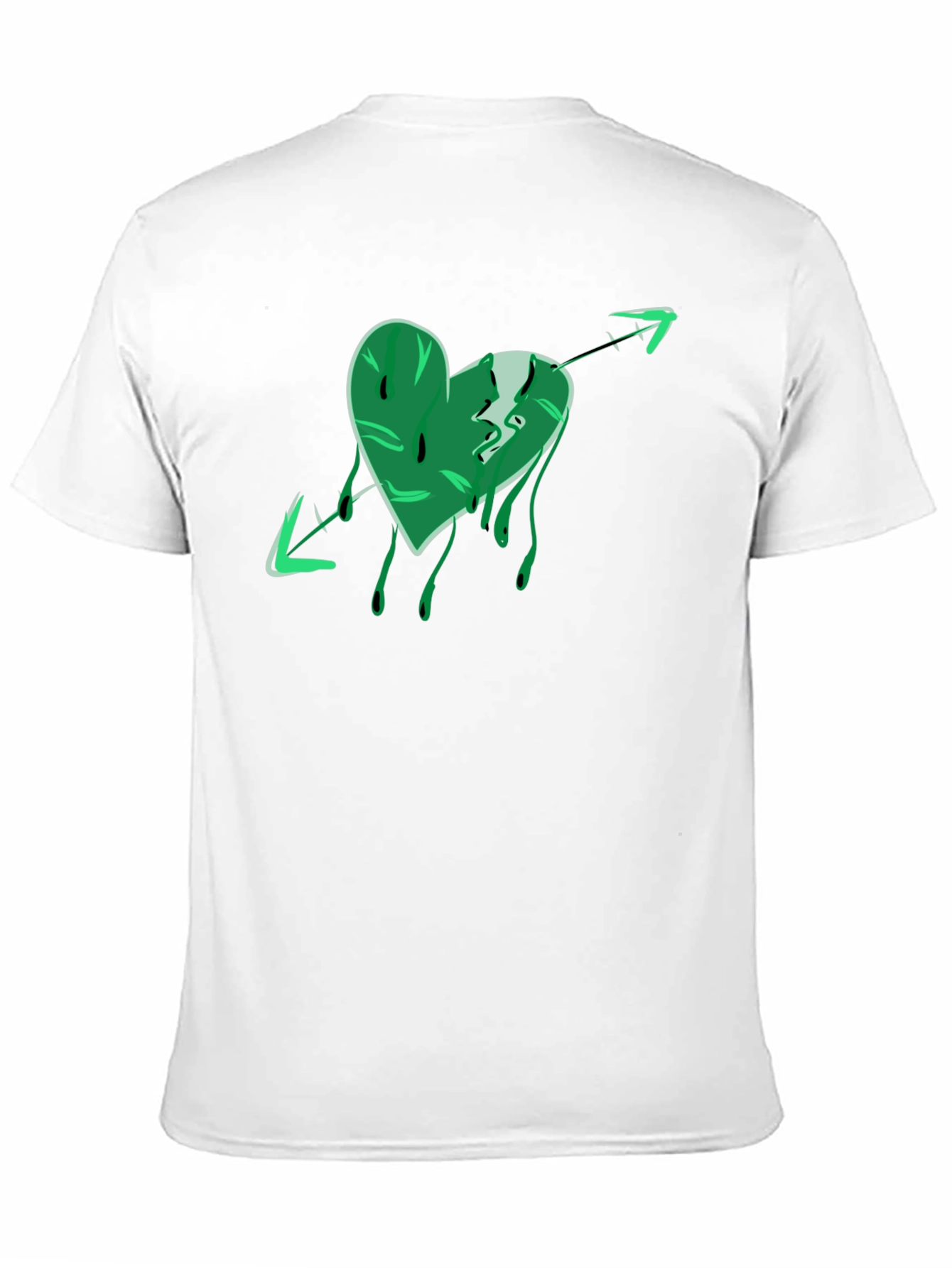 Green Heart Arrow Graphic Black T-Shirt