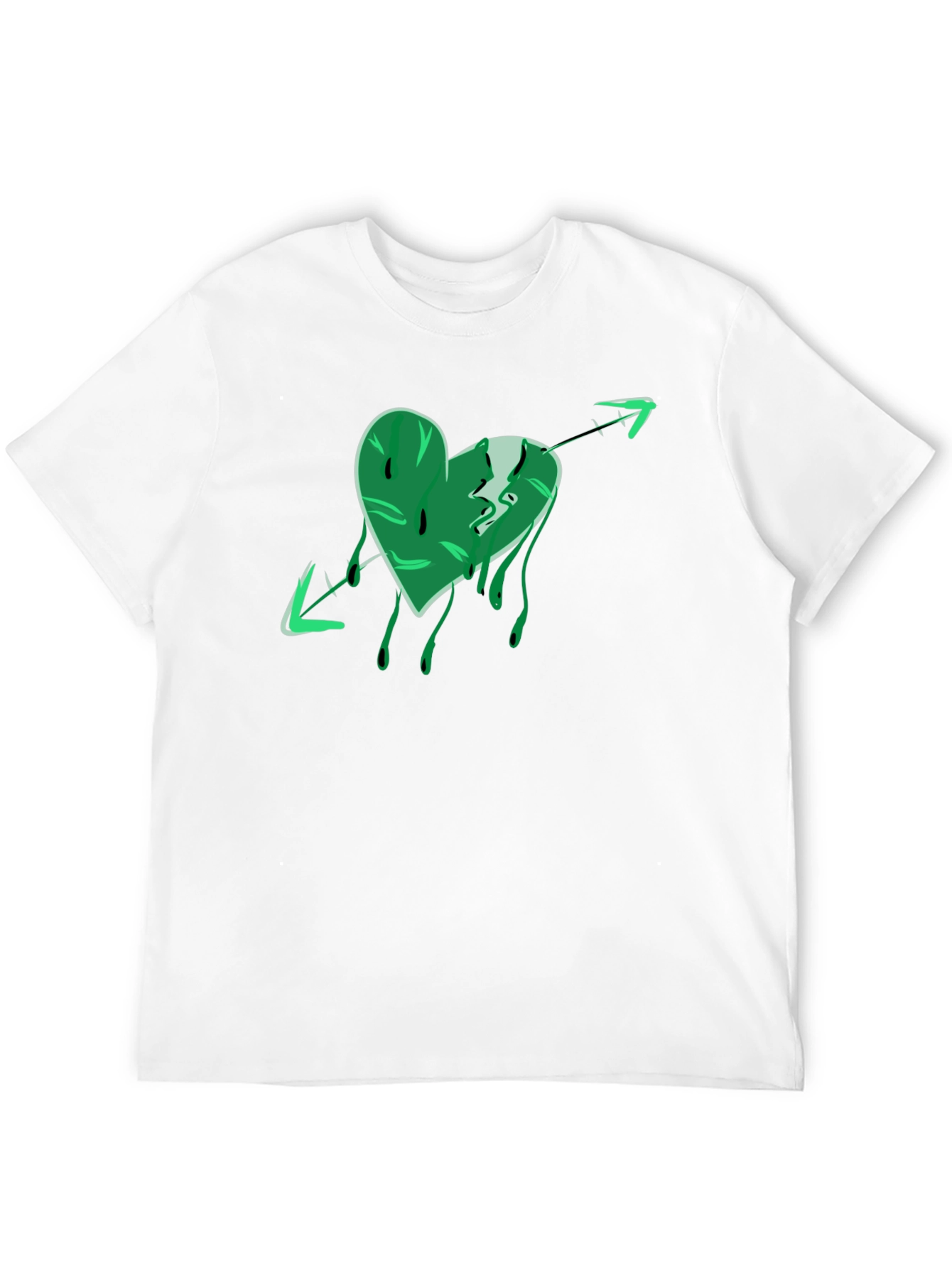 Green Heart Arrow Graphic Black T-Shirt