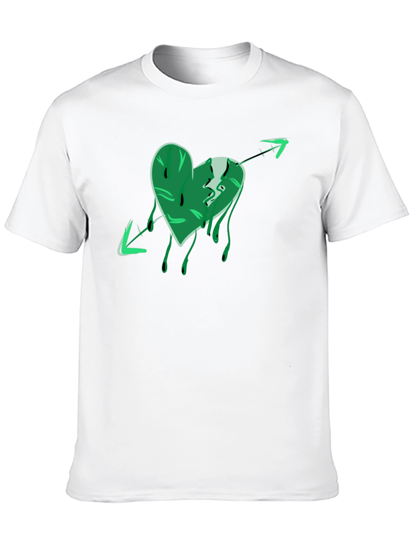 Green Heart Arrow Graphic Black T-Shirt