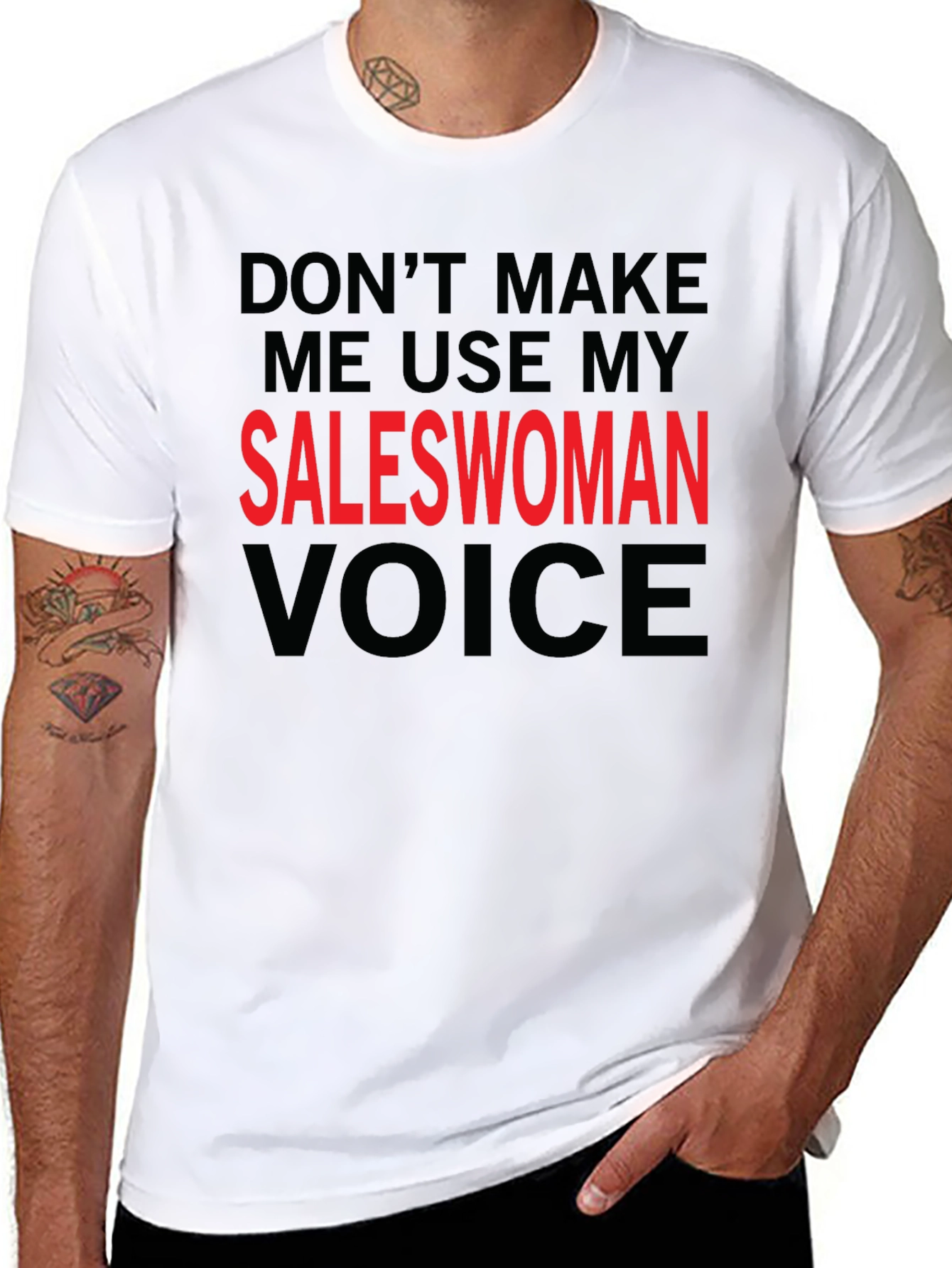 Saleswoman Voice Graphic Tee - Funny Sarcastic T-Shirt