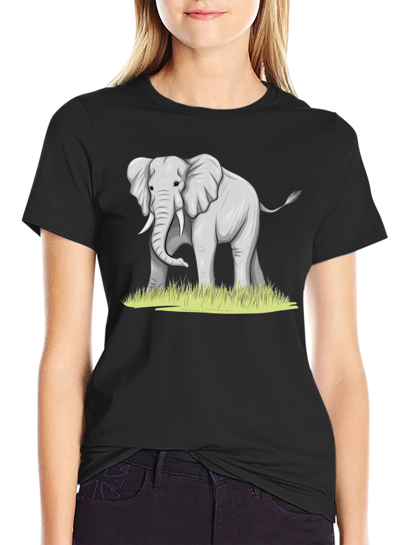 Elephant Graphic Tee - Black Casual Comfort