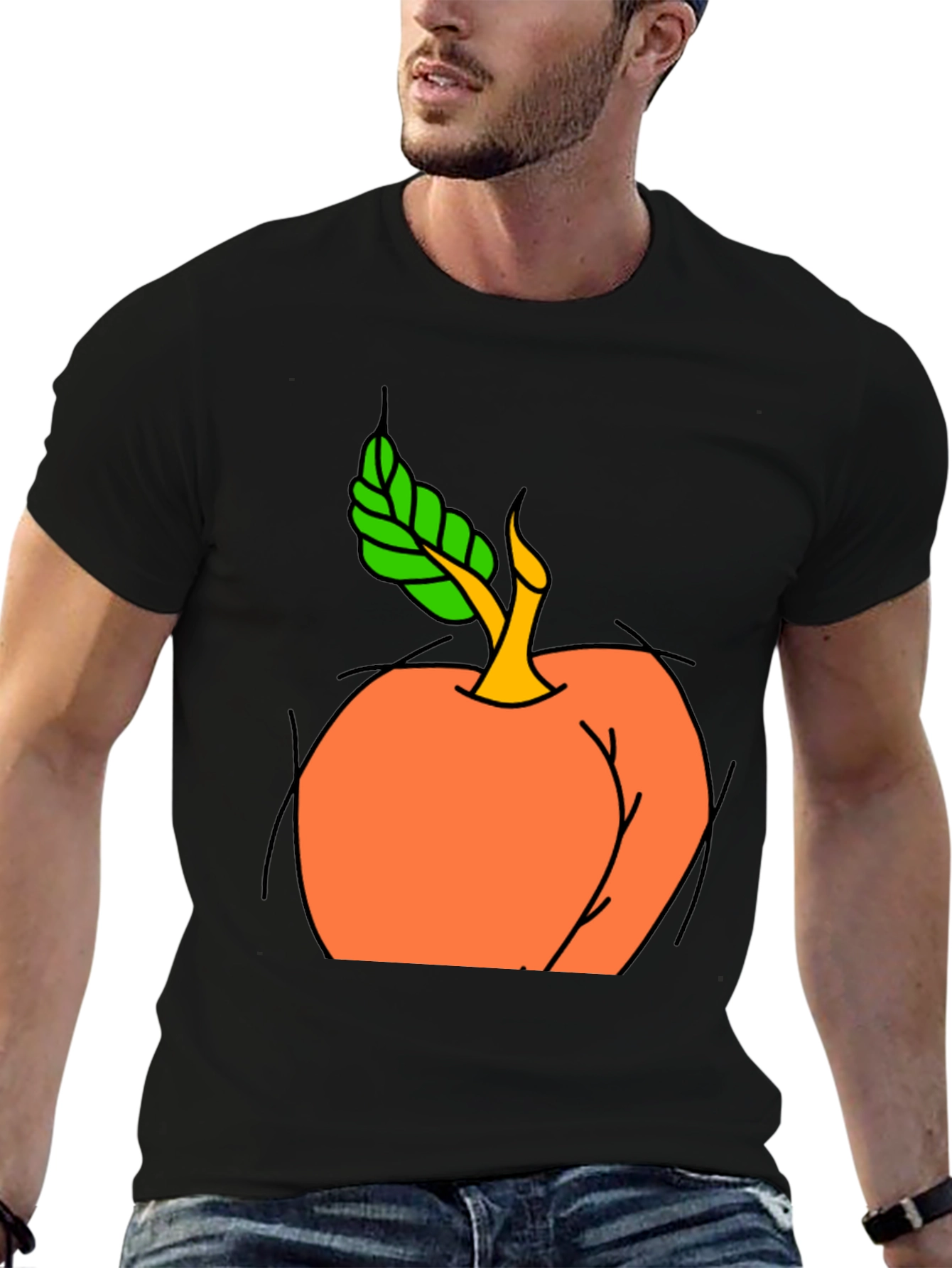 Peach Graphic Black T-Shirt