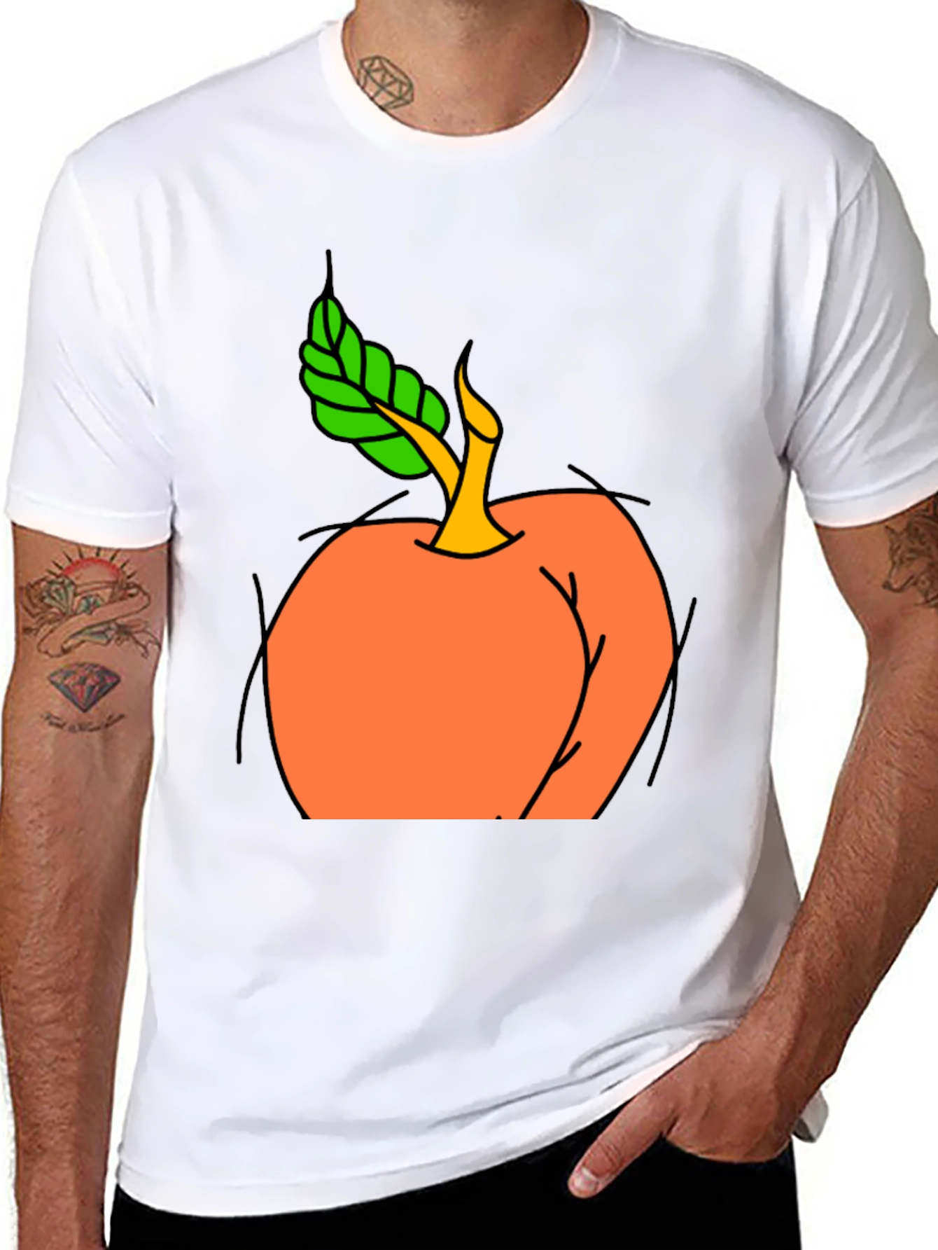 Peach Graphic Black T-Shirt