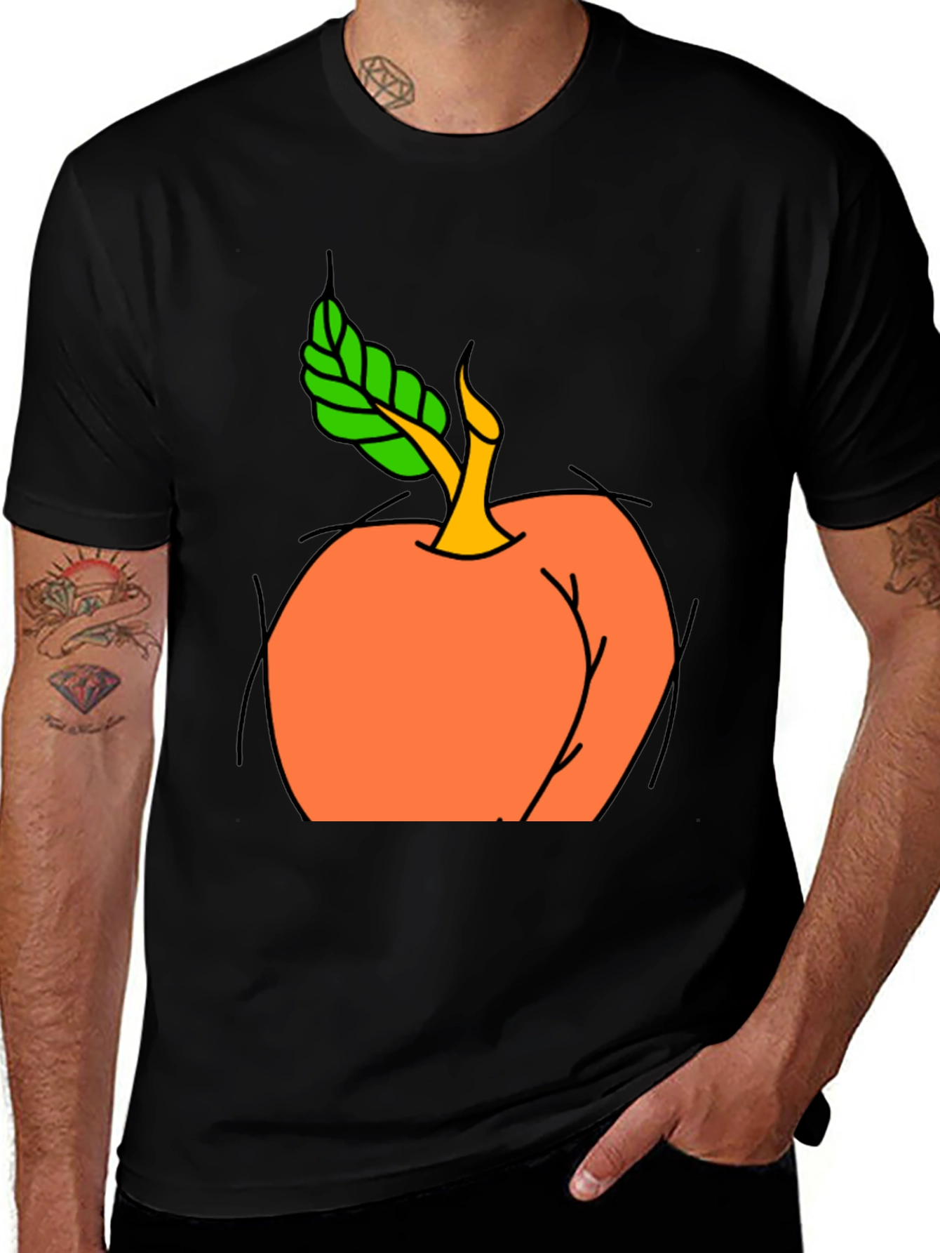 Peach Graphic Black T-Shirt