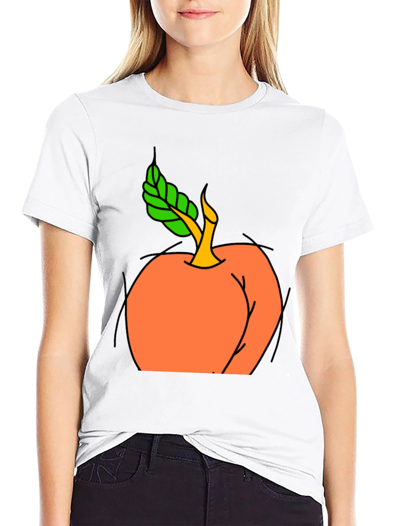 Peach Graphic Black T-Shirt