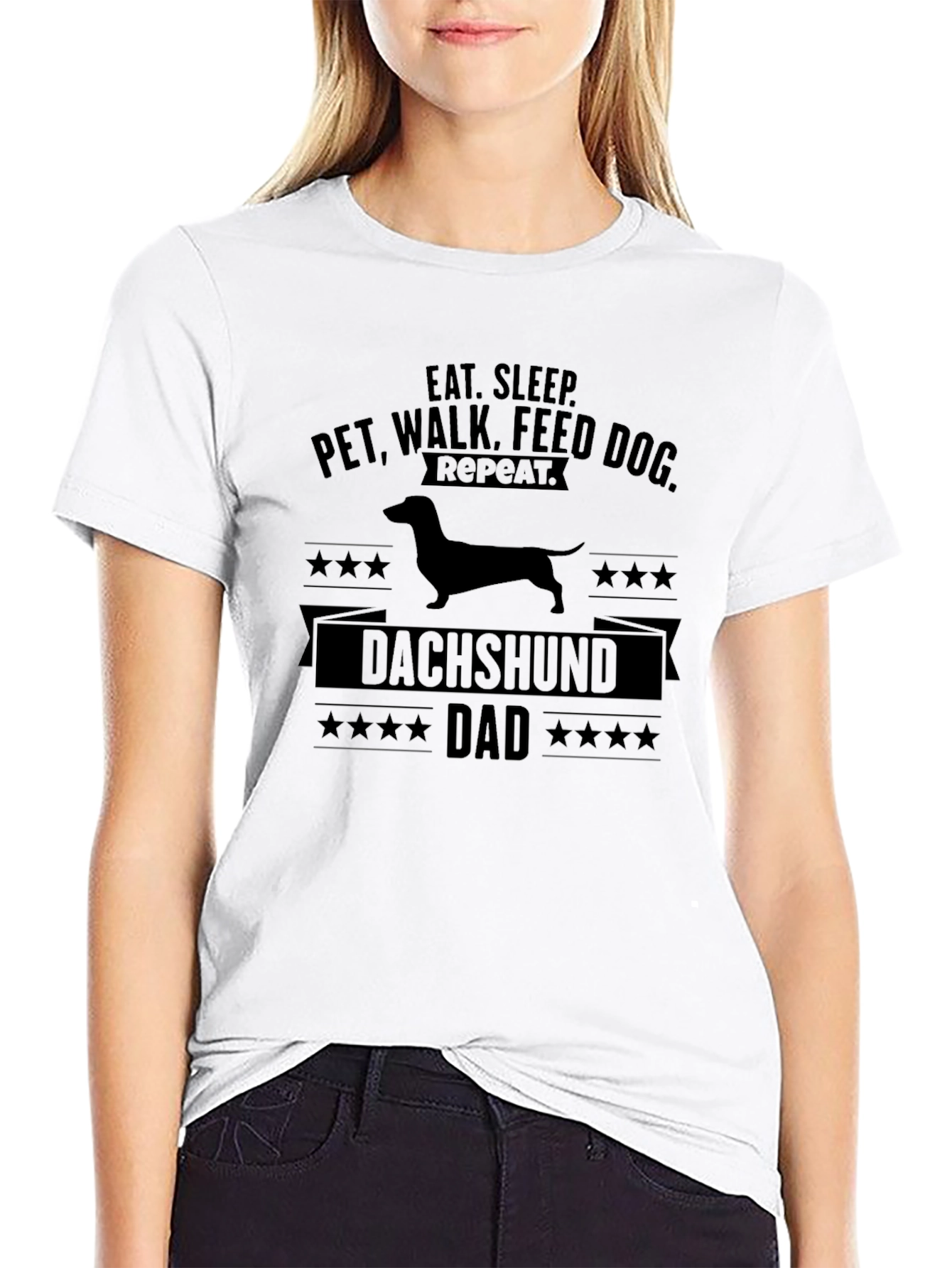 Dachshund Dad T-Shirt - Eat Sleep Walk Repeat!