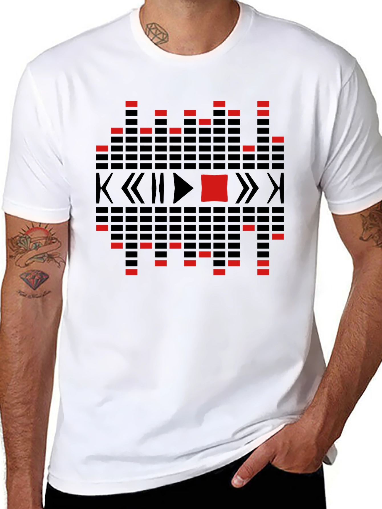 Abstract Graphic Black Crewneck T-shirt