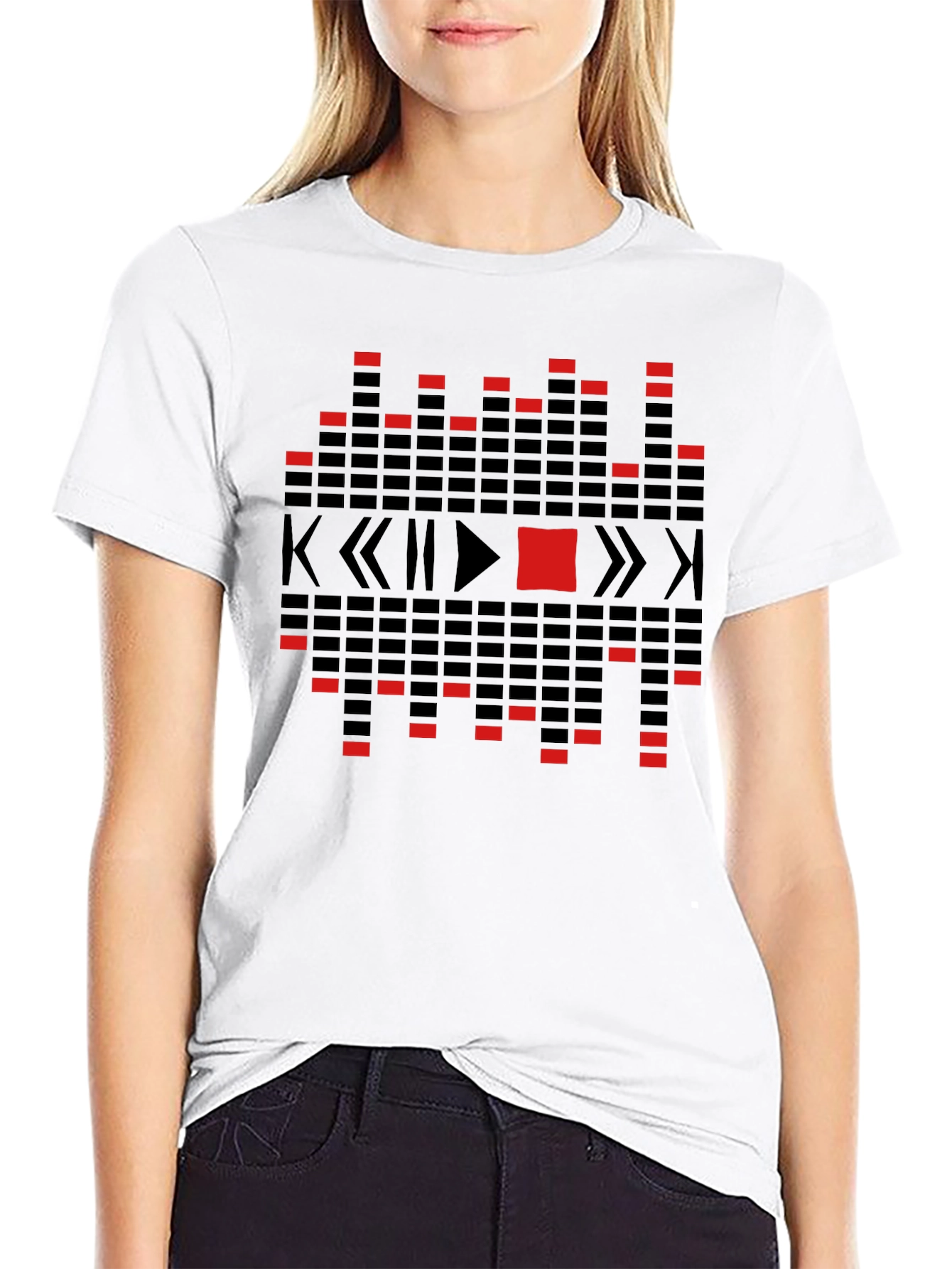 Abstract Graphic Black Crewneck T-shirt