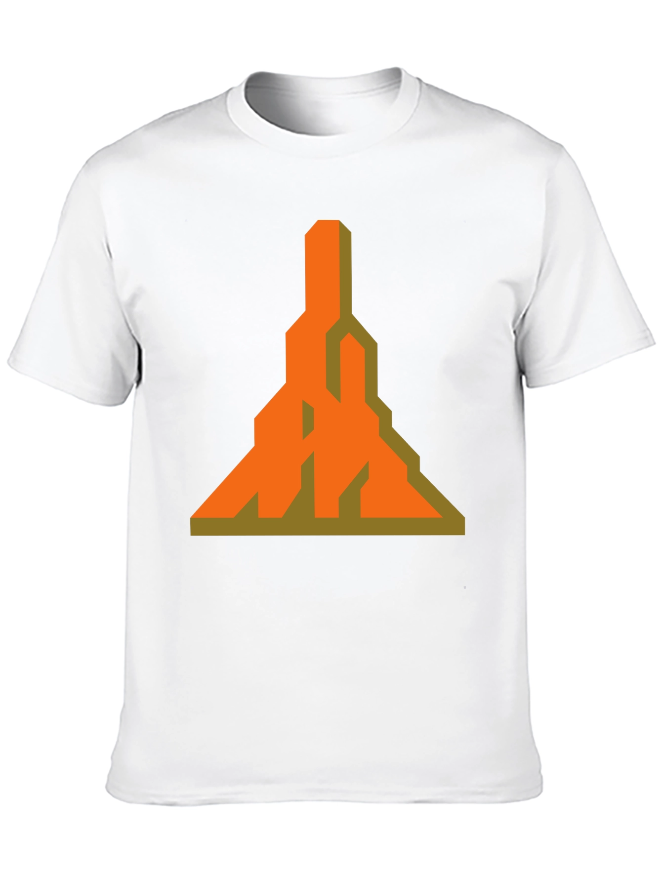Geometric Graphic Tee - Unique Orange Design