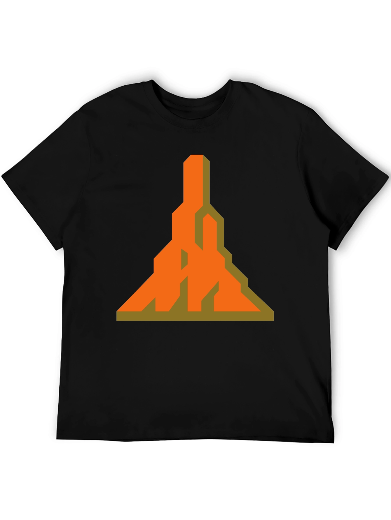 Geometric Graphic Tee - Unique Orange Design
