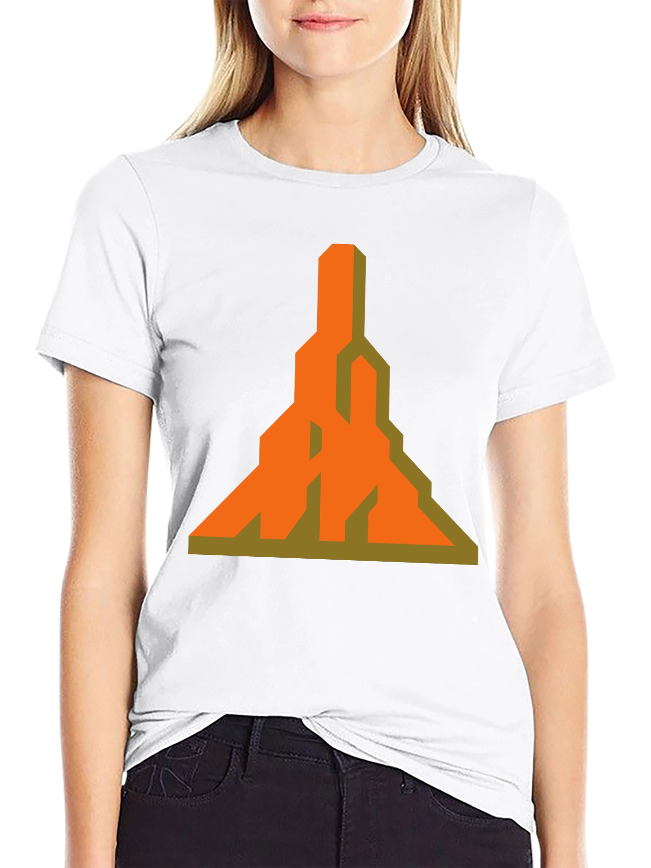 Geometric Graphic Tee - Unique Orange Design