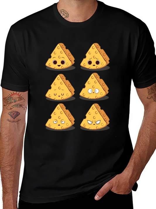 Funny Cheese Expression T-Shirt - Black