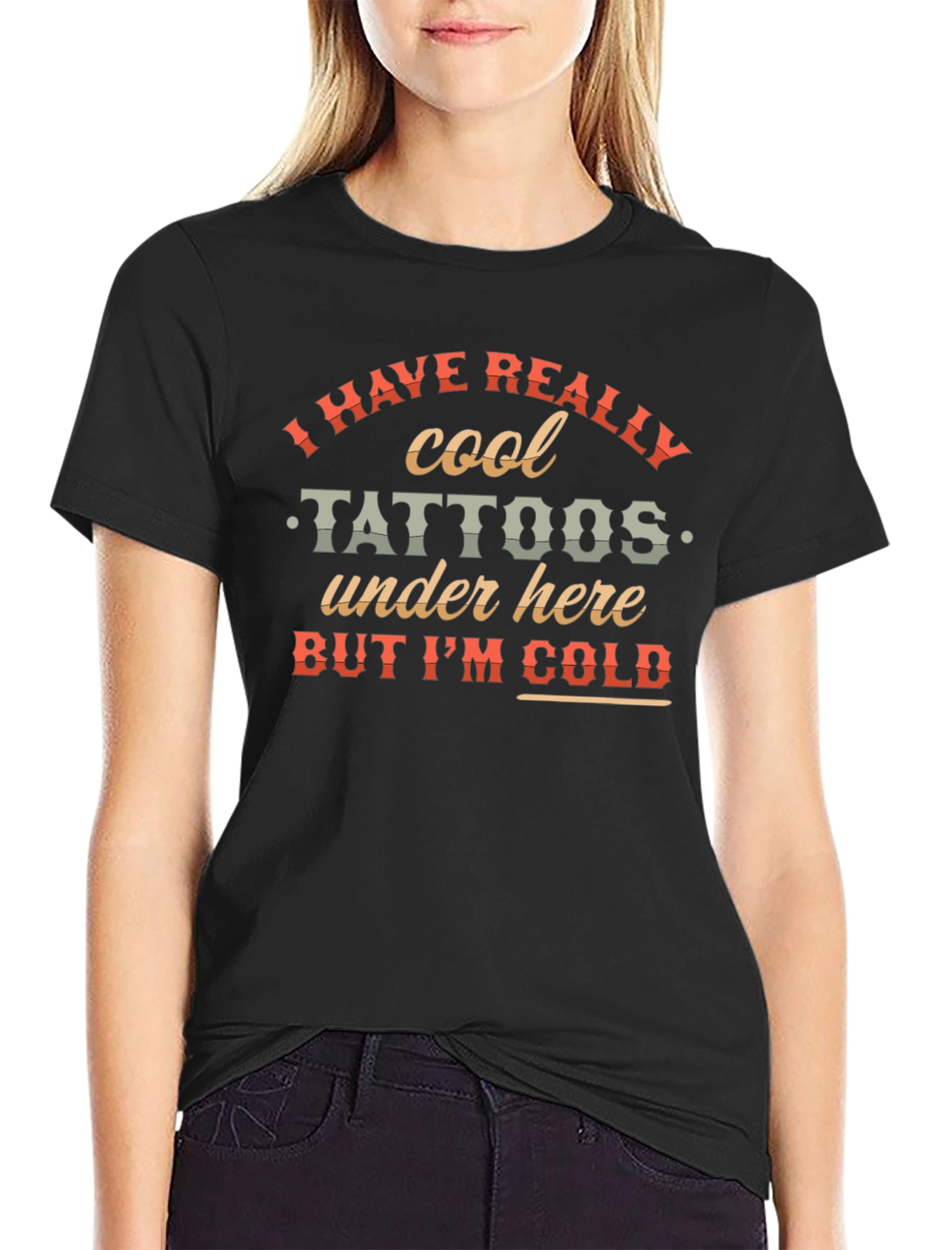 Cool Tattoos Under Here Mens Black T-Shirt
