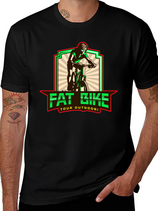 Fat Bike Tour Outdoors Black Graphic T-Shirt