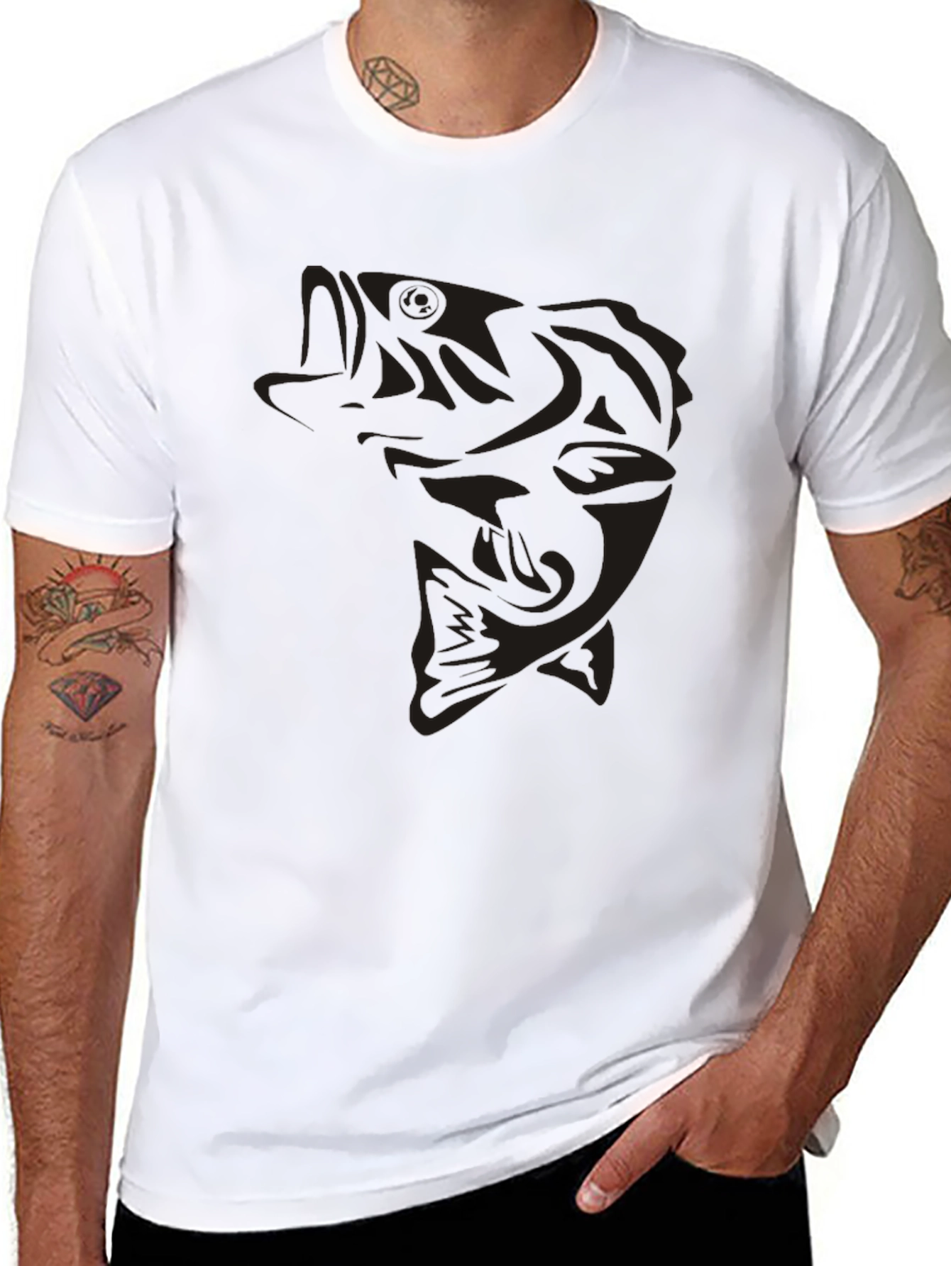 Bass Fishing Graphic Tee - Dark Angler Style