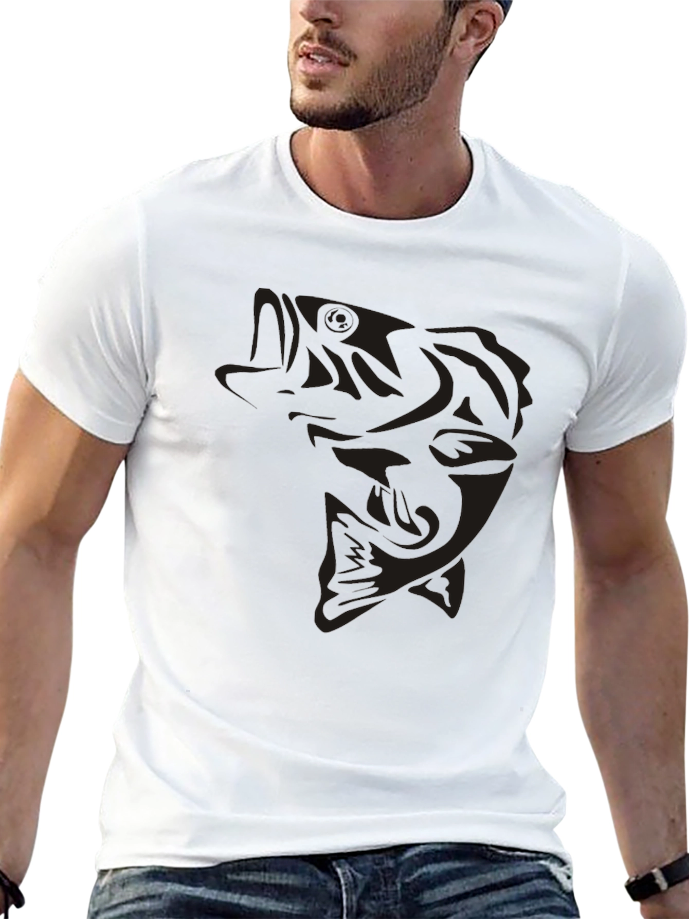 Bass Fishing Graphic Tee - Dark Angler Style
