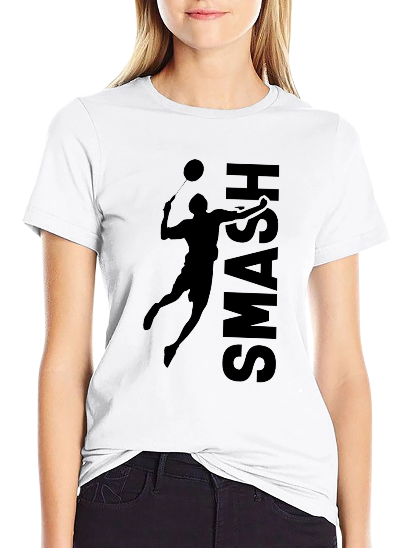 Smash Badminton Graphic T-Shirt - Black