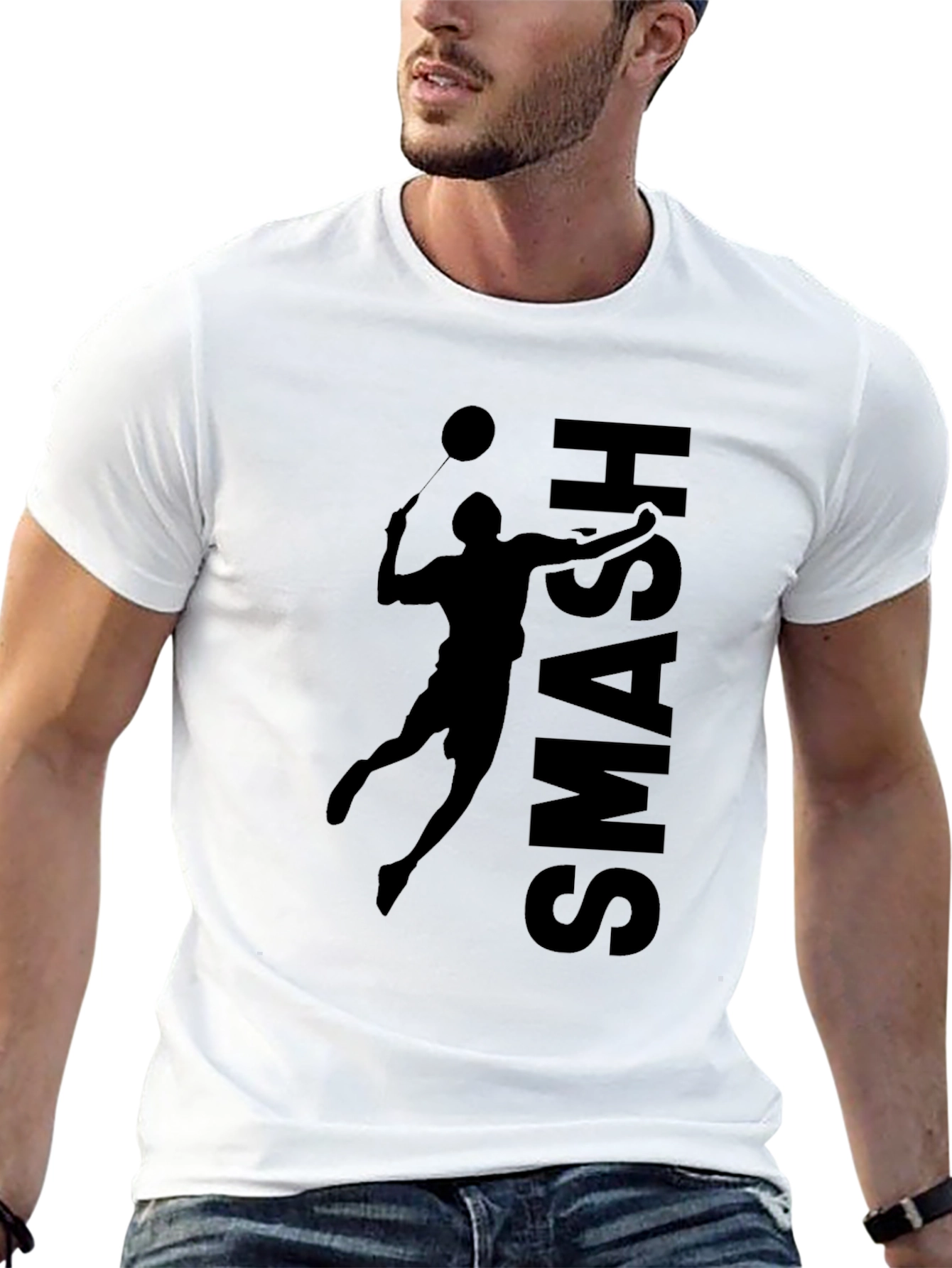 Smash Badminton Graphic T-Shirt - Black