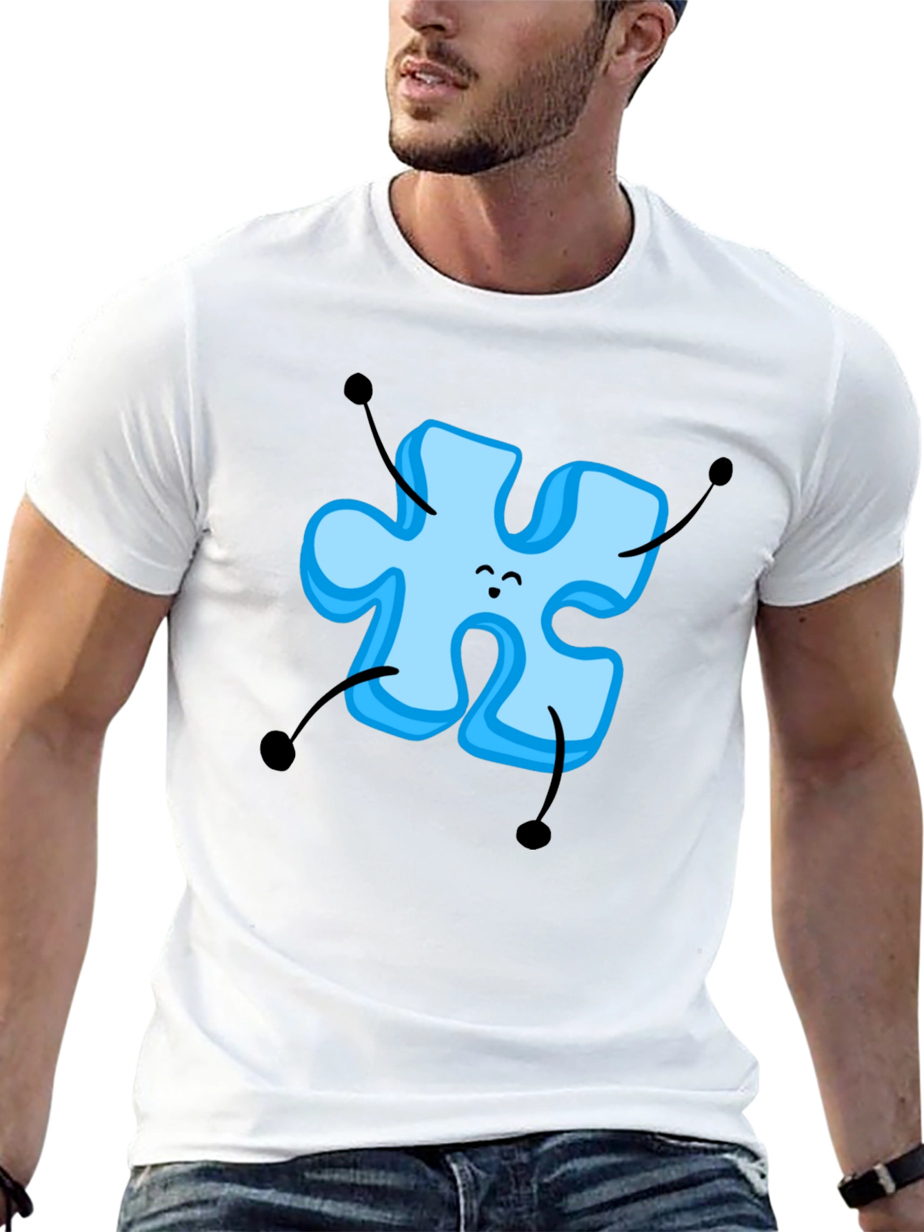 Puzzle Piece Cartoon Graphic T-Shirt