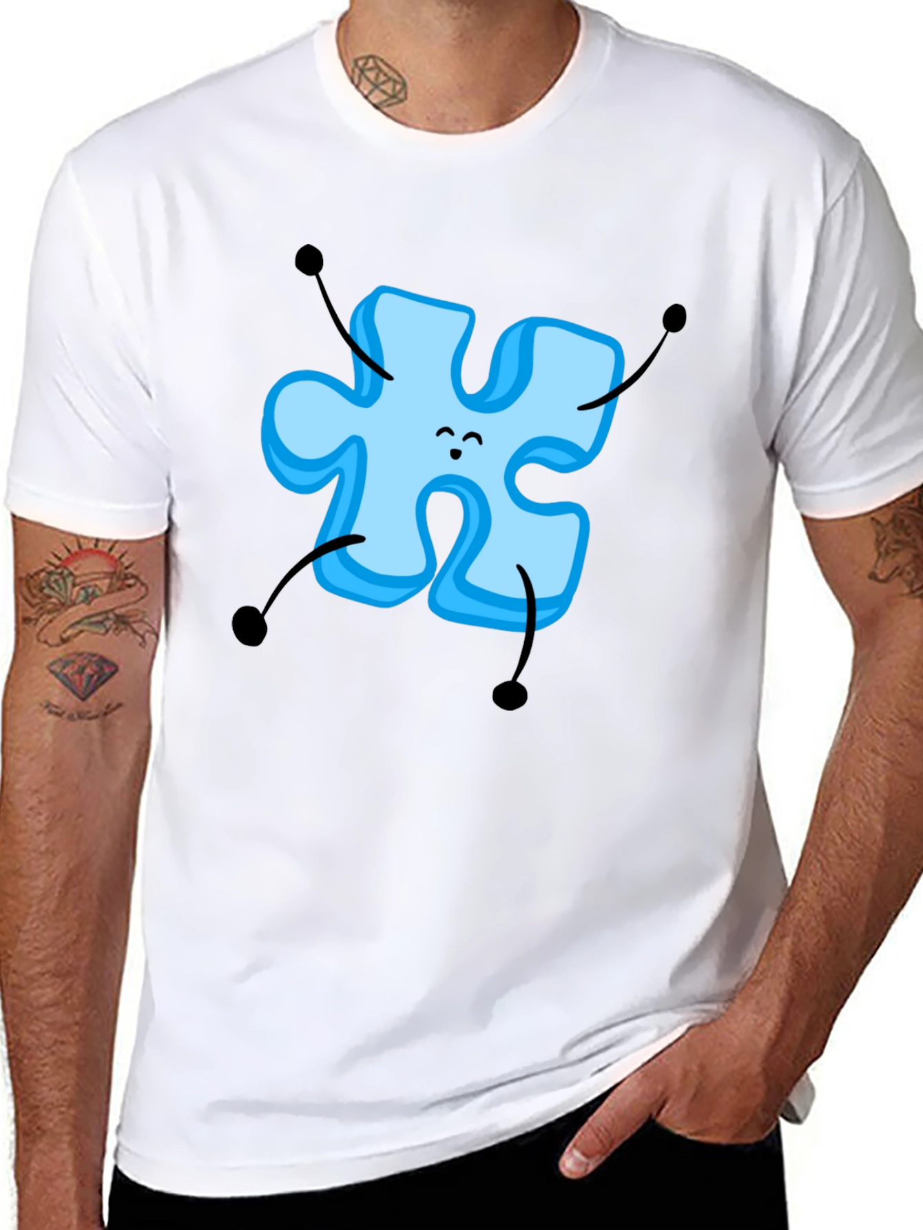 Puzzle Piece Cartoon Graphic T-Shirt