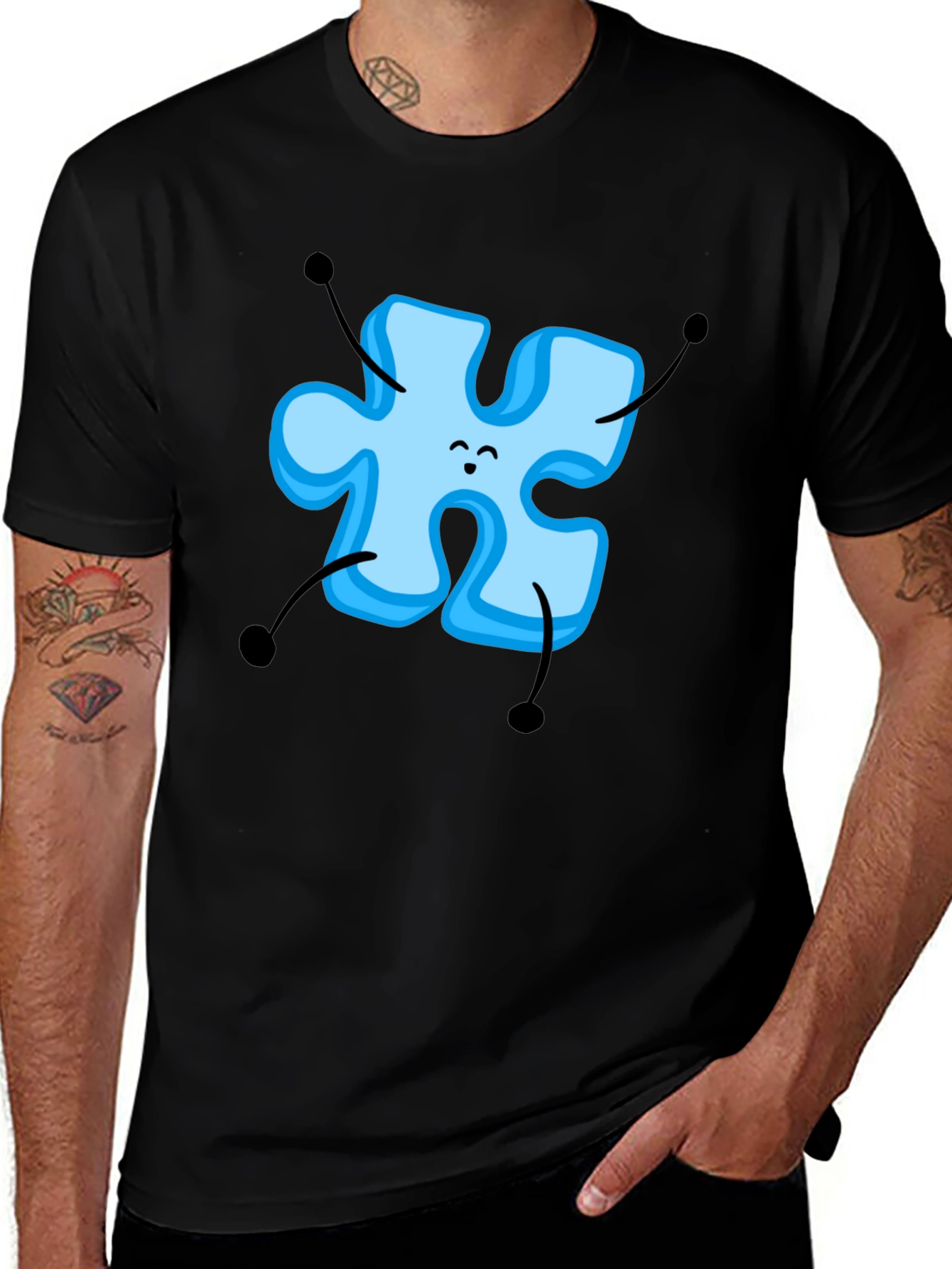 Puzzle Piece Cartoon Graphic T-Shirt