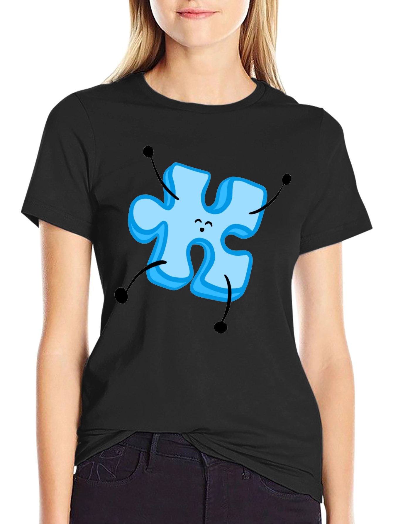 Puzzle Piece Cartoon Graphic T-Shirt