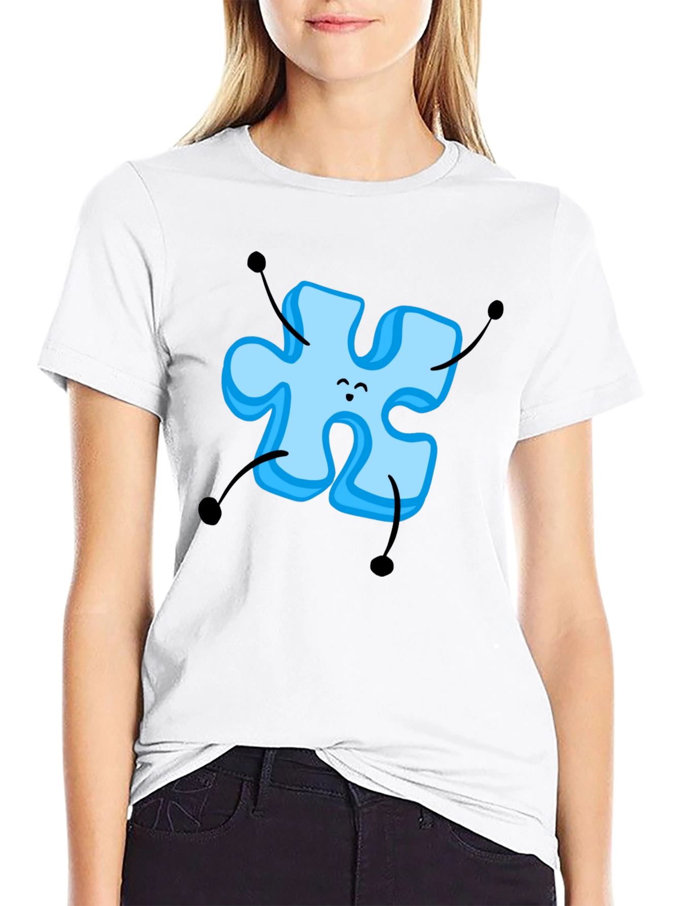 Puzzle Piece Cartoon Graphic T-Shirt