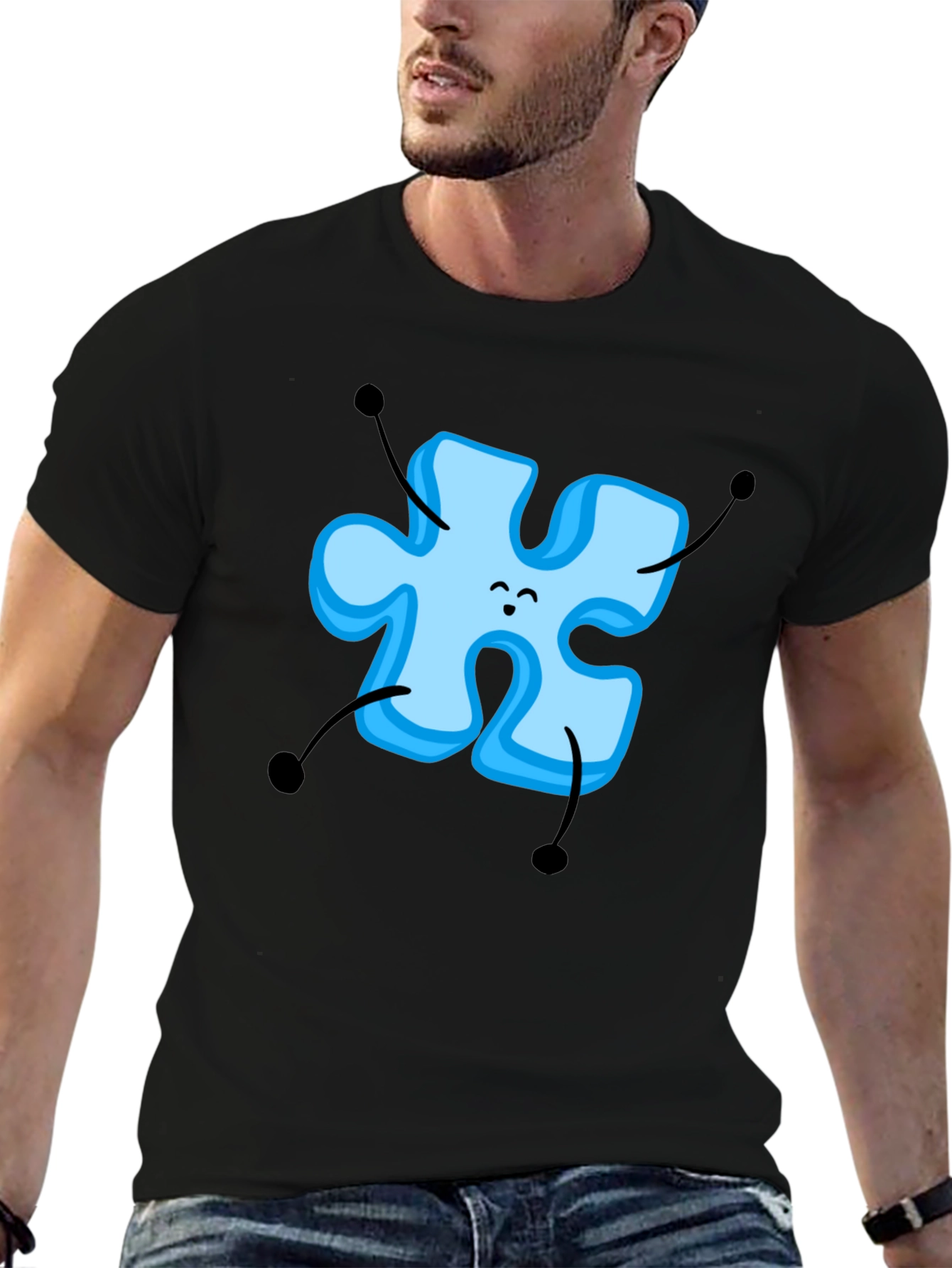 Puzzle Piece Cartoon Graphic T-Shirt