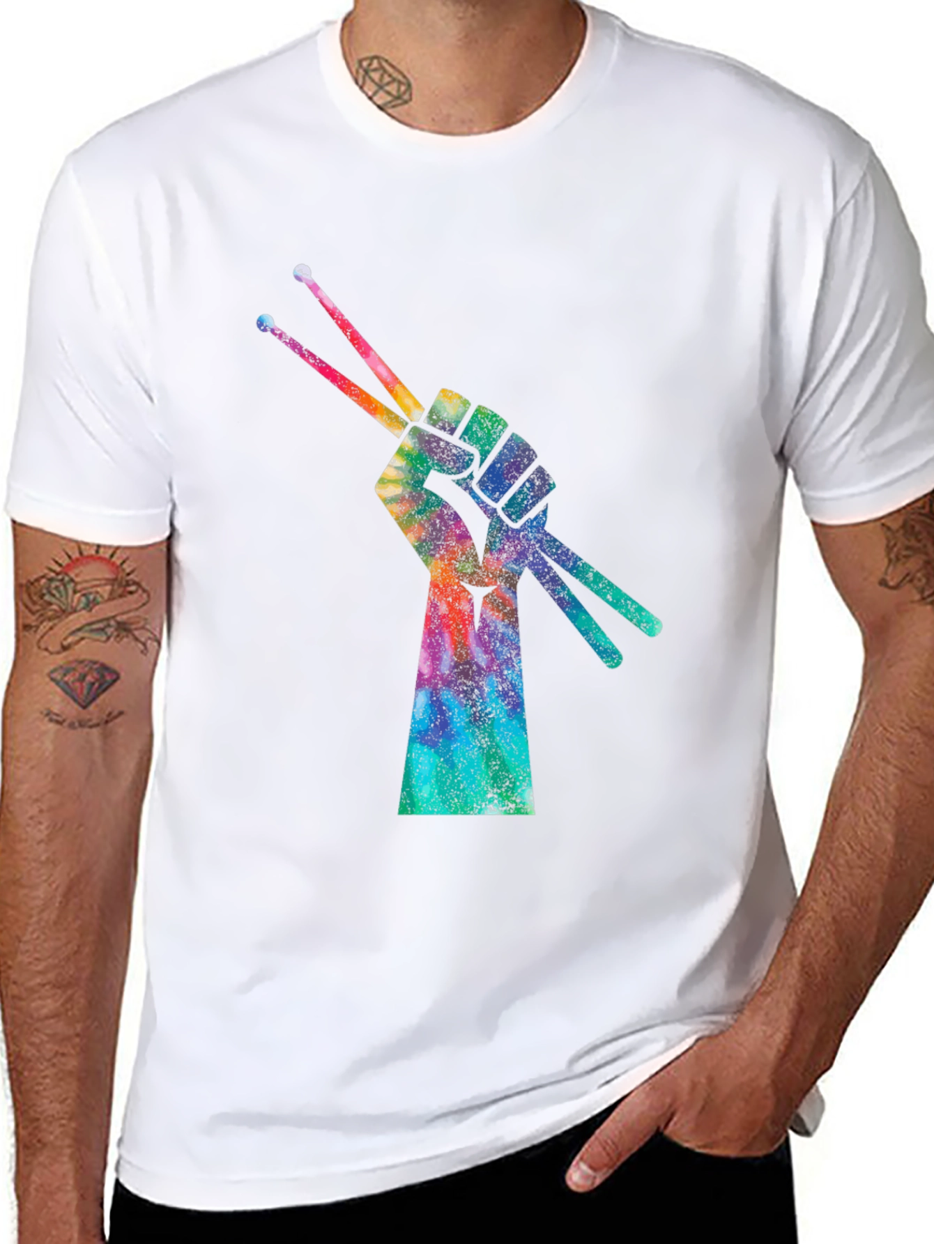 Drummers Fist Tie-Dye Graphic T-Shirt